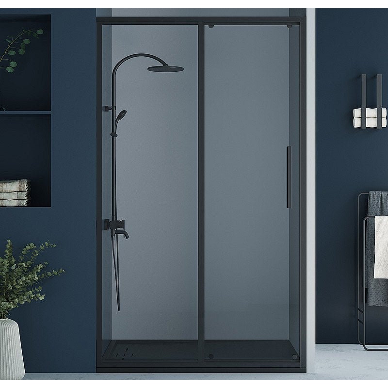 Drzwi prysznicowe przesuwne w czarnym macie w stylu industrialnym – 140 × 195 cm – TORONI