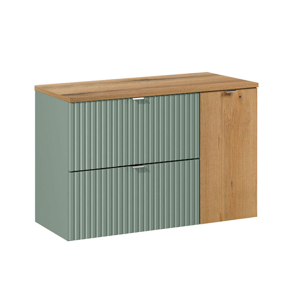 Mueble lavabo 90cm verde jade y madera