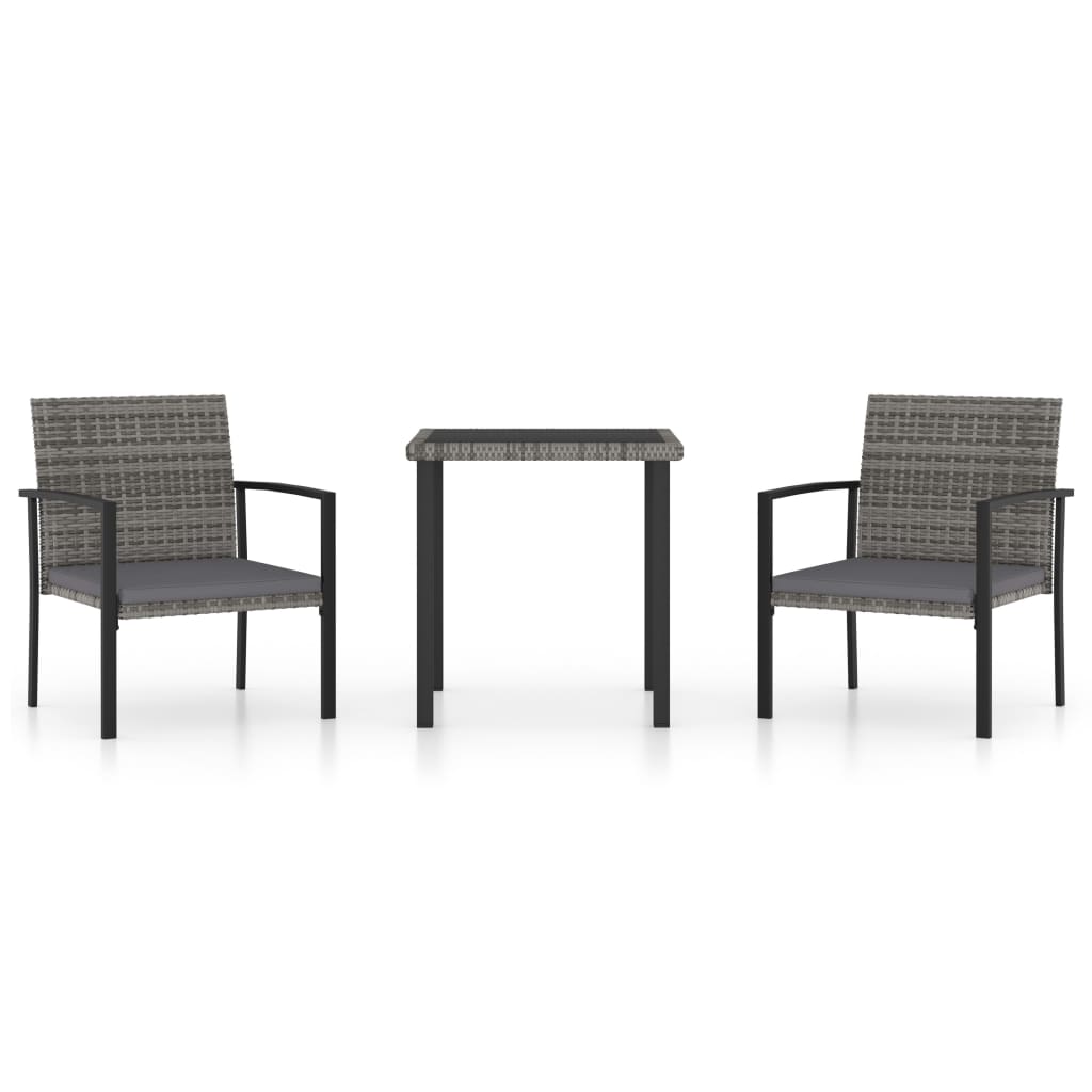 Maison Exclusive - Set da Pranzo da Giardino 3 pz in Polyrattan Grigio - 2