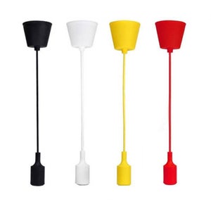 Suspension Luminaire En Silicone Avec Douille E27 - Câble Toilé 85 Cm Réglable, Multicolore, Pour Intérieur (IP20)