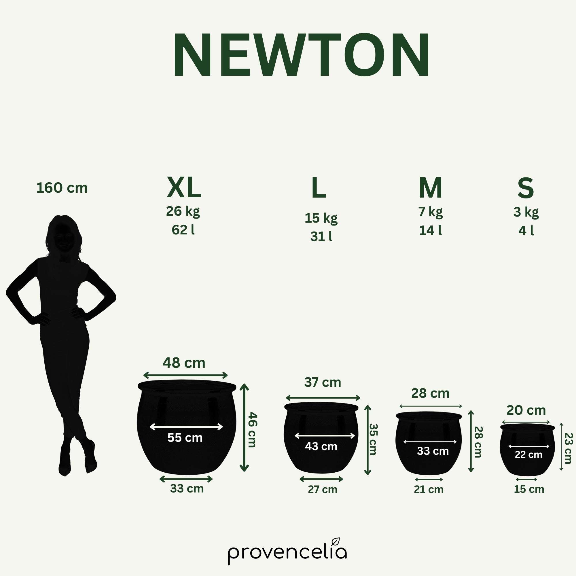 Maceta grande de exterior NEWTON 21x23cm negra, hecha a mano en terracota esmaltada, resistente a las heladas - 3