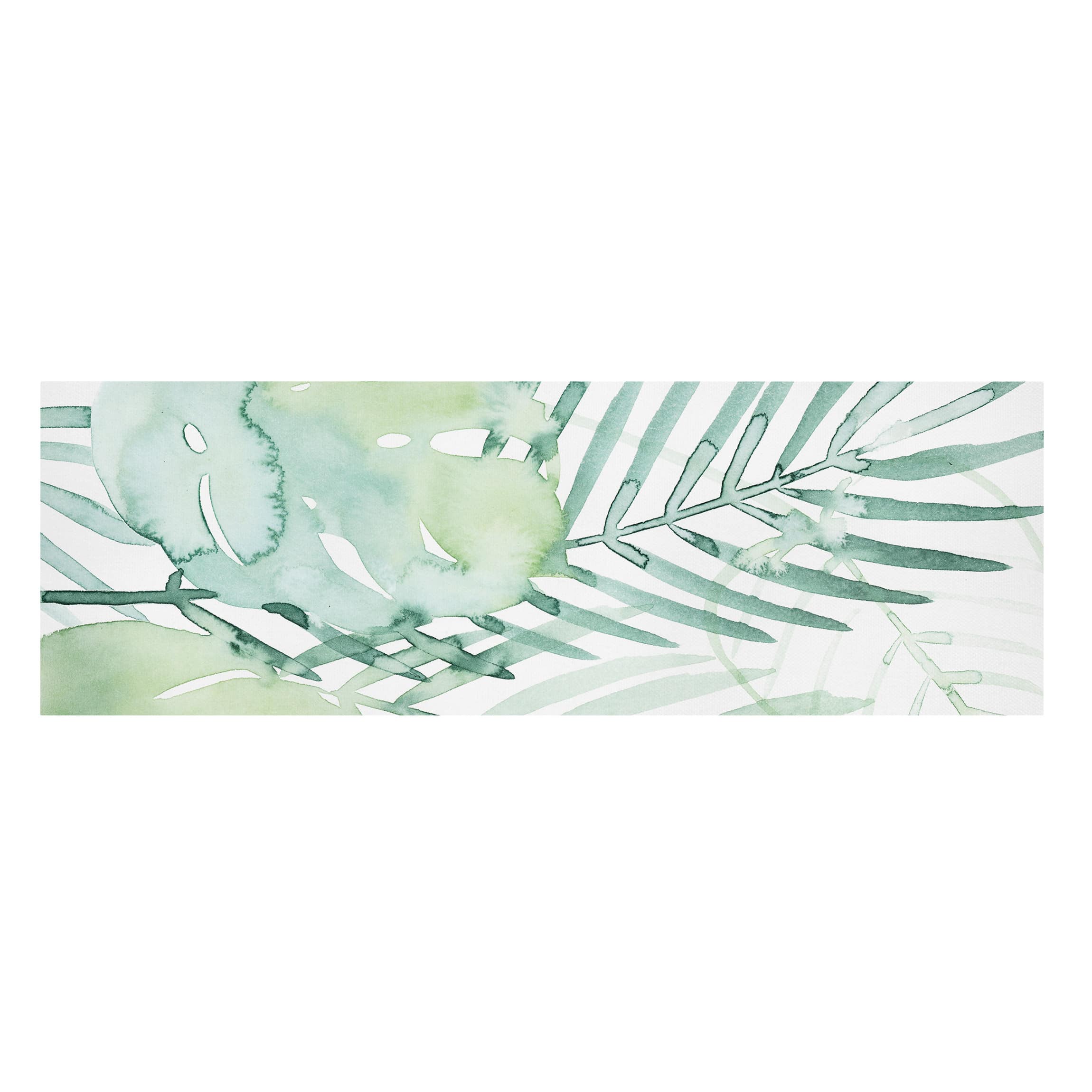Impression sur toile tableau sur toile châssis vert botanique plantes aquarelle tropical 315 chambre à coucher salon couloir 120 x 40 cm - 5