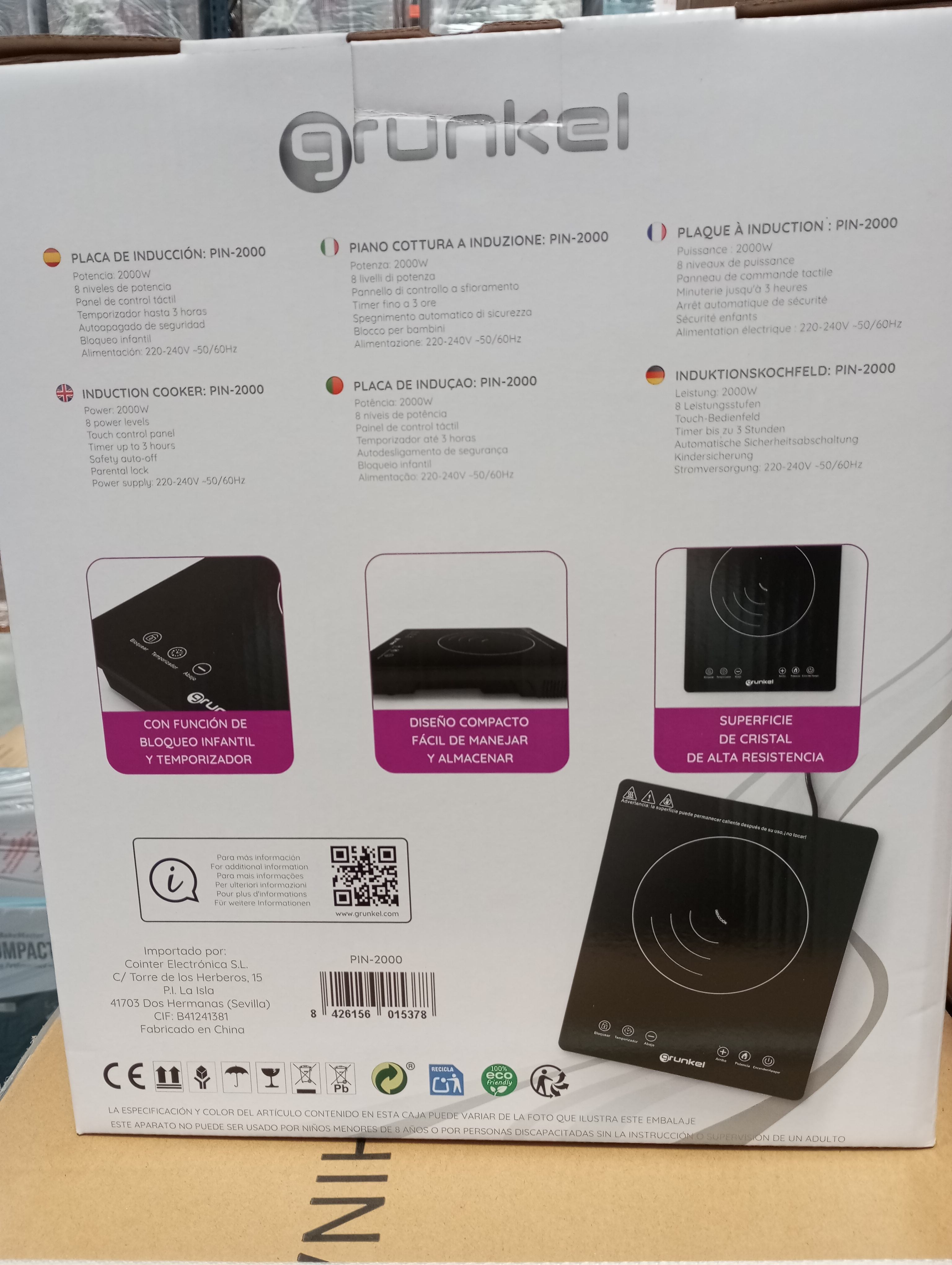 Placa de inducción 8 niveles PIN-2000 y 2000W de potencia - 6