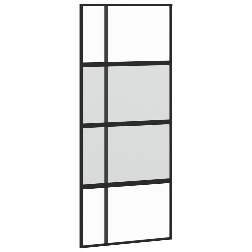 Puerta corredera | puerta de la cocina vidrio templado y aluminio negra 90x205 cm cfw31220