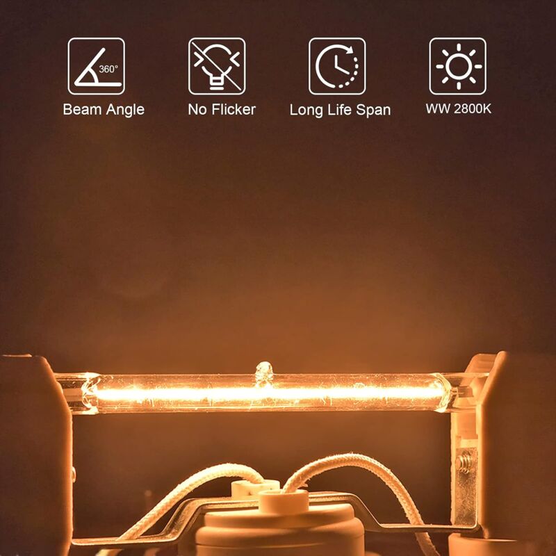 500W tube R7s 118mm halogène Dimmable Blanc Chaud 2800K ampoule crayon r7s linéaire 11000lm AC 200-240V pour l’éclairage de maison, travail, sécurité - 5