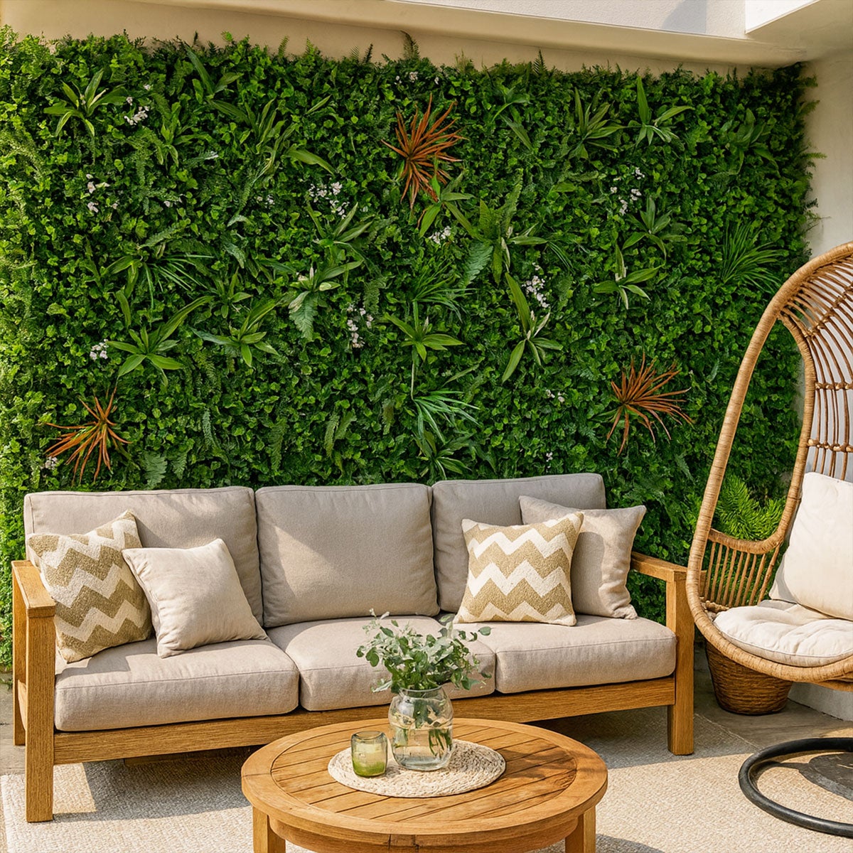 Mur végétal artificiel Savane ultra-réaliste 1 m × 1 m – plaque décorative fausse plante mur intérieur extérieur jardin - 6
