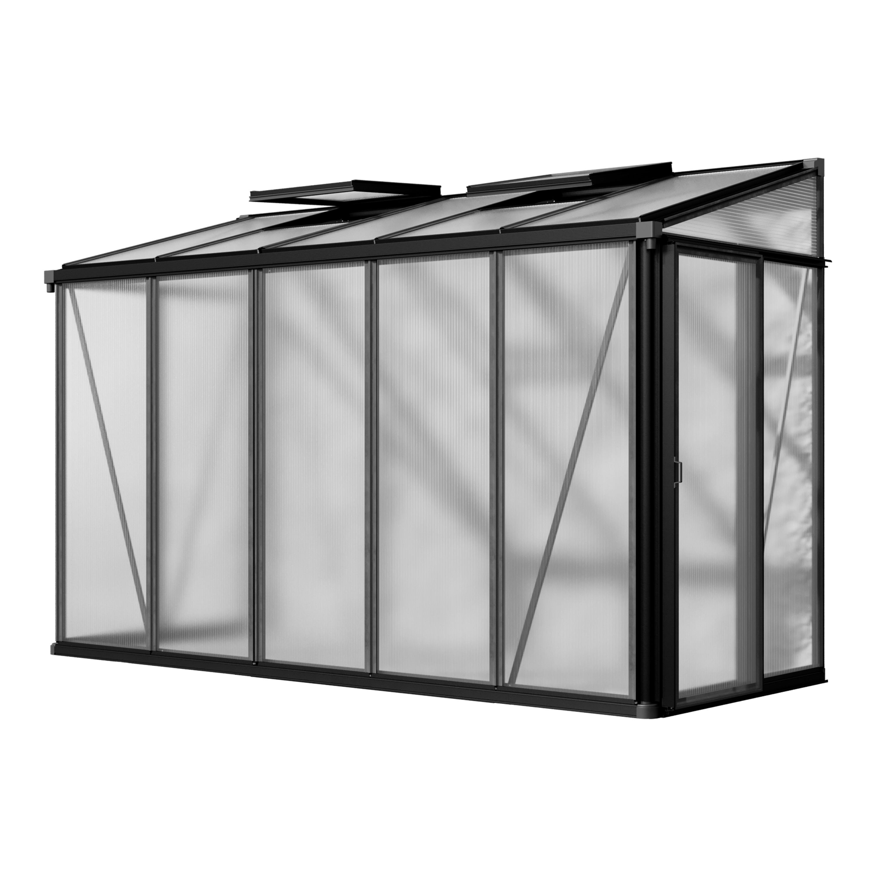 GFP szklarnia Flora 25 szklarnia przyścienna - Aluminium - 324x132 cm - 16 mm panele poliwęglanowe