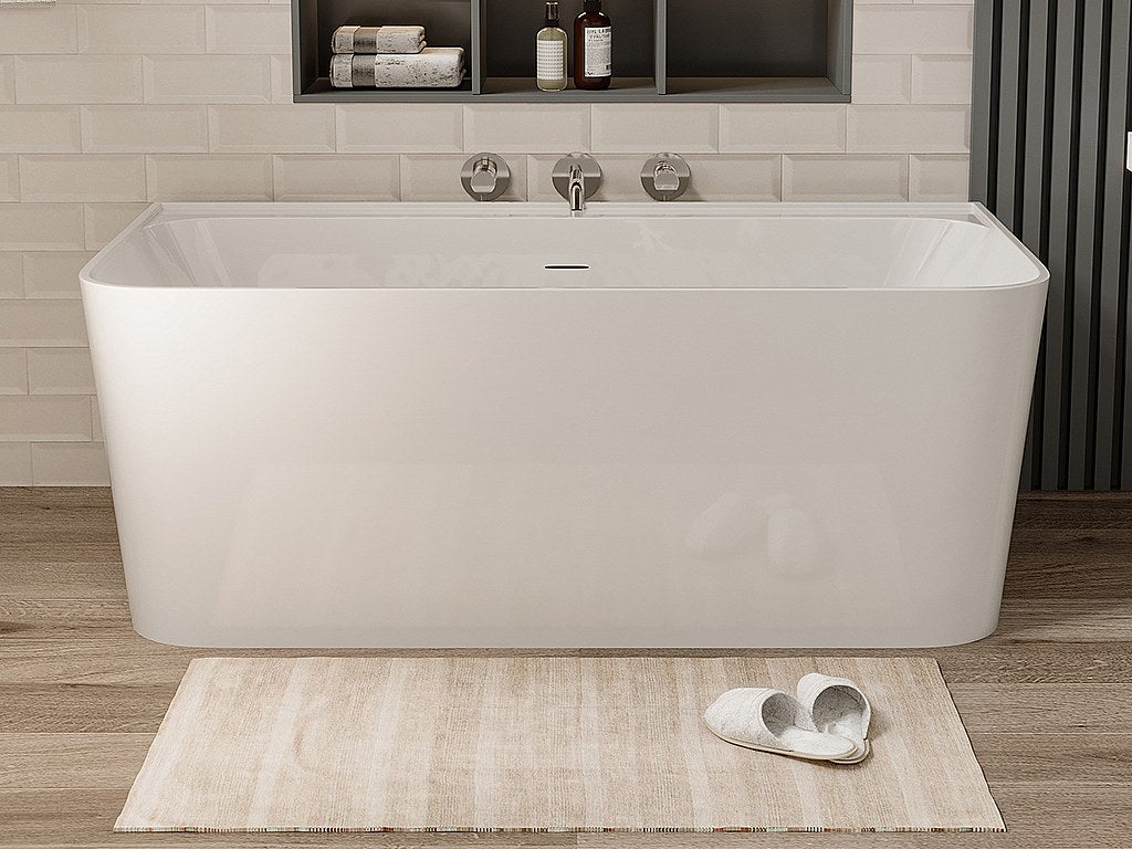 Wanna wolnostojąca przyścienna prostokątna - 216 l - 150 x 75 x 60 cm - Biały z połyskiem - Akryl - ATESA