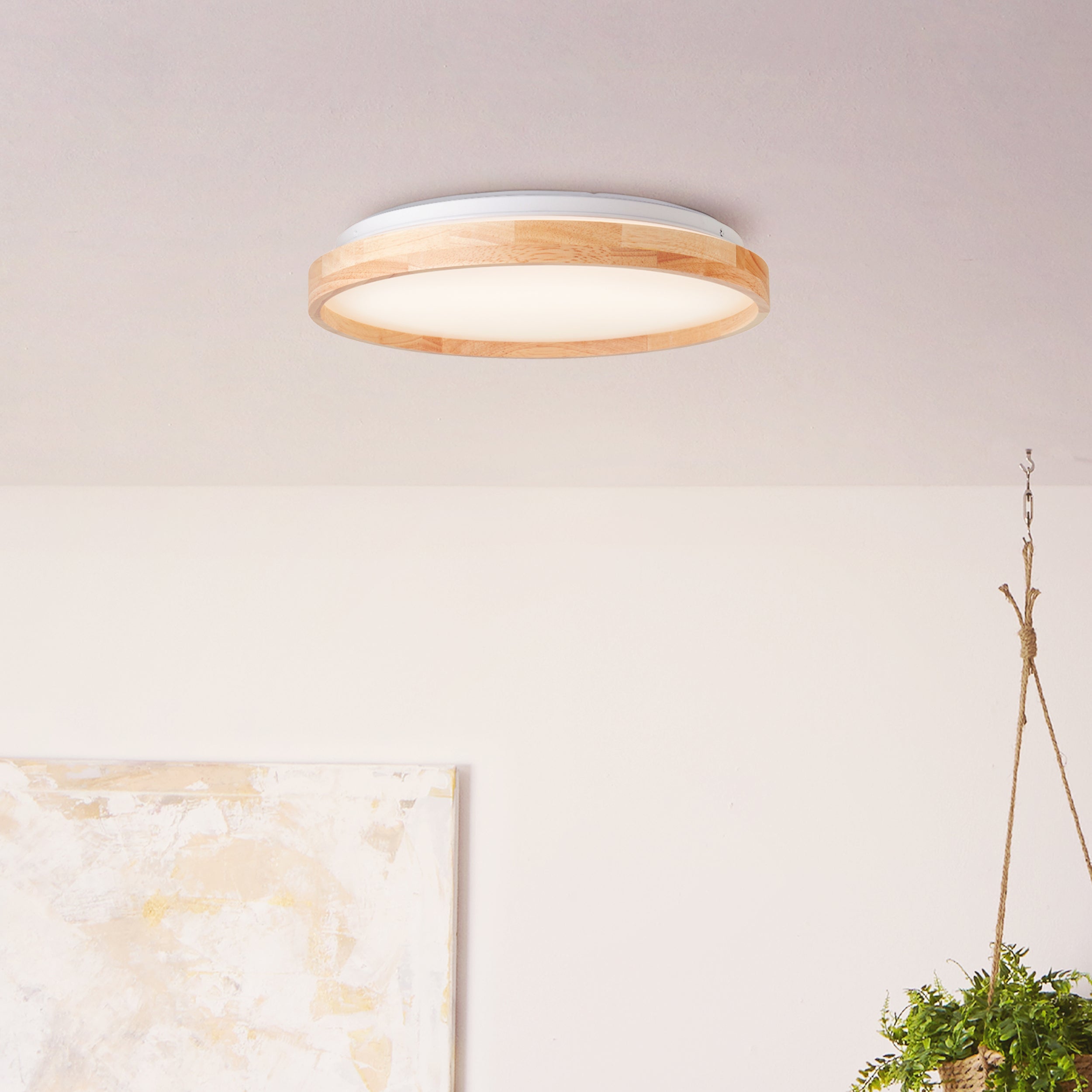 Brilliant Alson LED lampa sufitowa 39cm jasne drewno/biały, metal/drewno/plastik, 1x 26 W LED zintegrowany, (strumień świetlny: 2500lm, barwa światła: - 7