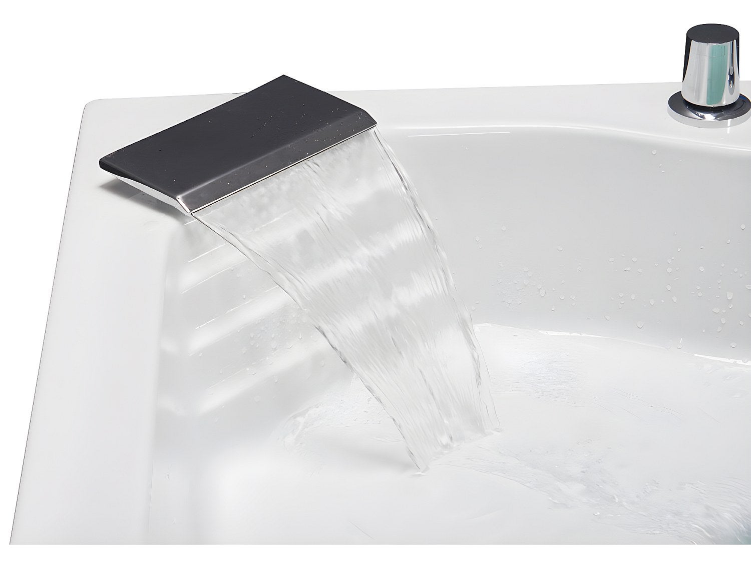 Baignoire balnéo d'angle avec système de cascade AGLENA - 2 places - 350L - 150*150*60 cm - 4