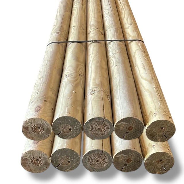 Pack de 10 poteaux ronds en pin traité 100x2000 mm