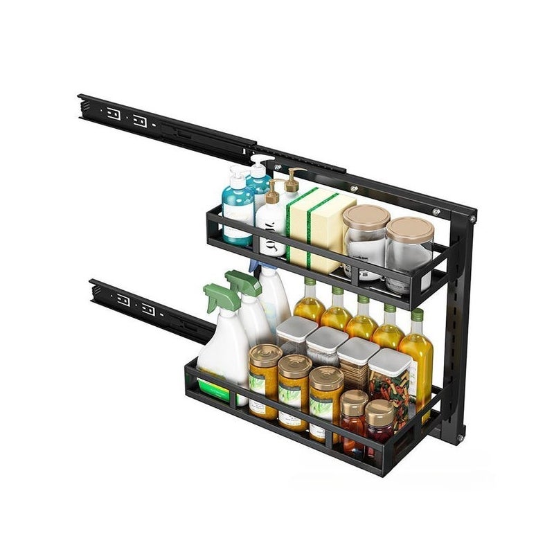 Półka pod zlewem, wysuwany kosz ścienny do kuchni, organizer łazienkowy, dwuwarstwowy, 30 cm
