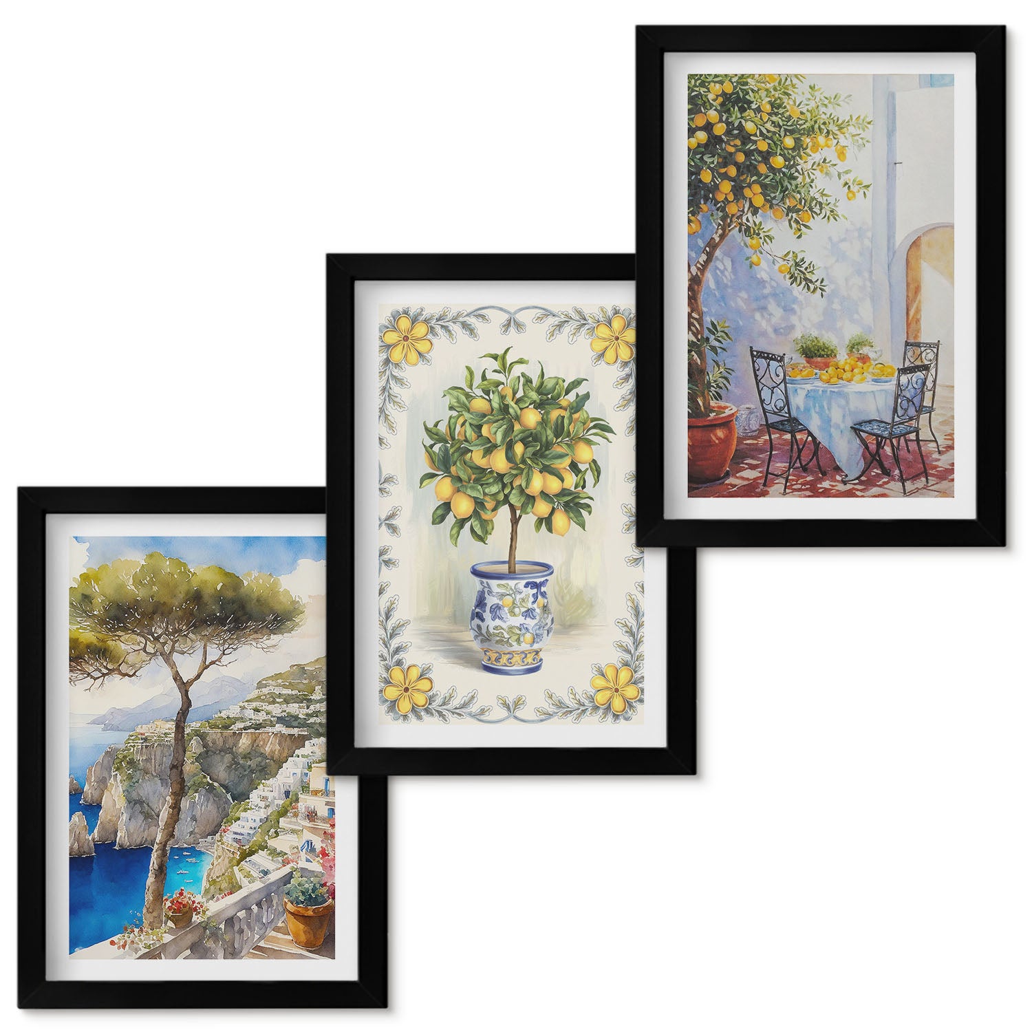 Ensemble de tableaux encadrés - 3 parties | Vue sur la mer avec des ...