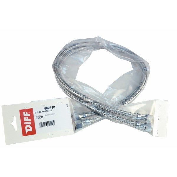 Flexible Fioul Coudé 90° – Dimensions 3/8" X 14/150, Longueur 750 Mm, Lot De 2, Marque DIFF