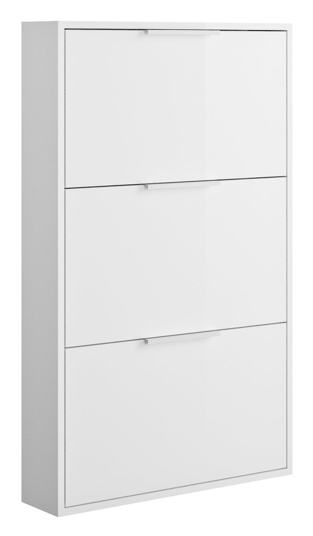 COMPOSAD | Scarpiera Slim ESPRESSO con 3 Ribalte, Salva spazio, per Ingresso, Ripostiglio, (LxAxP) 65x105,5x15 cm, Bianco laccato, Made in Italy