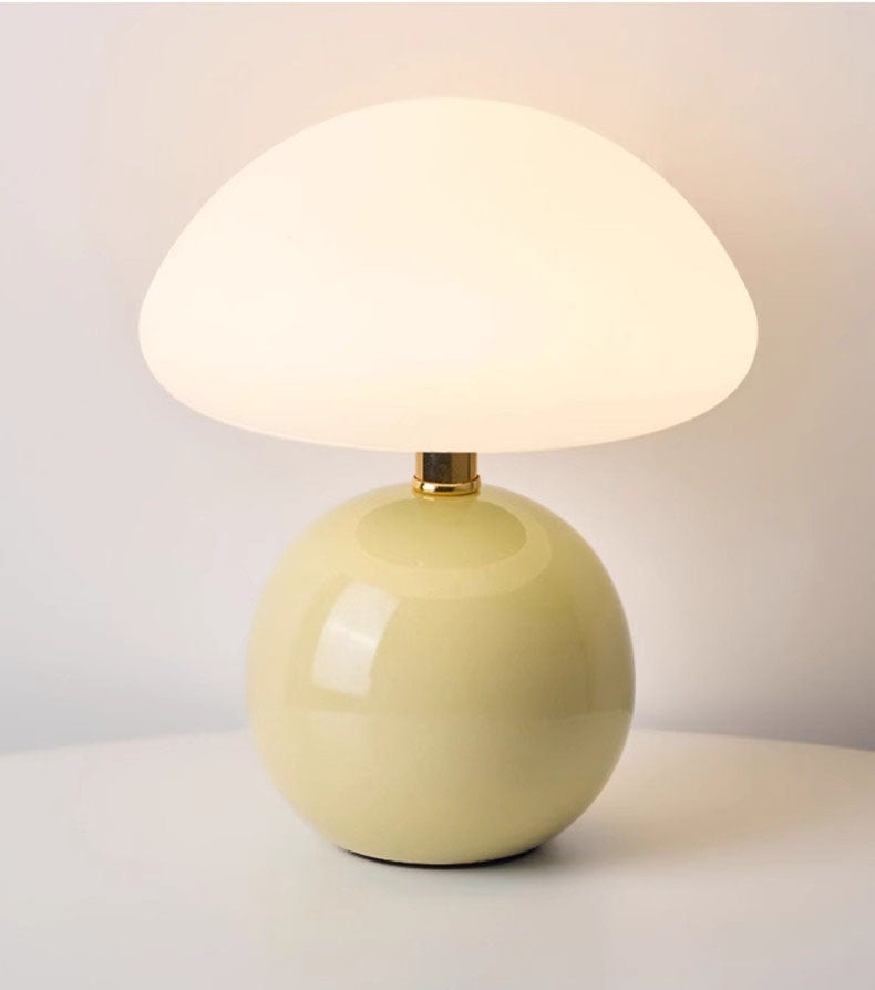 Nowoczesna lampka dekoracyjna, lampa stołowa w kształcie grzyba, ściemnianie bezstopniowe trójkolorowe, beżowa 22*12*20 cm