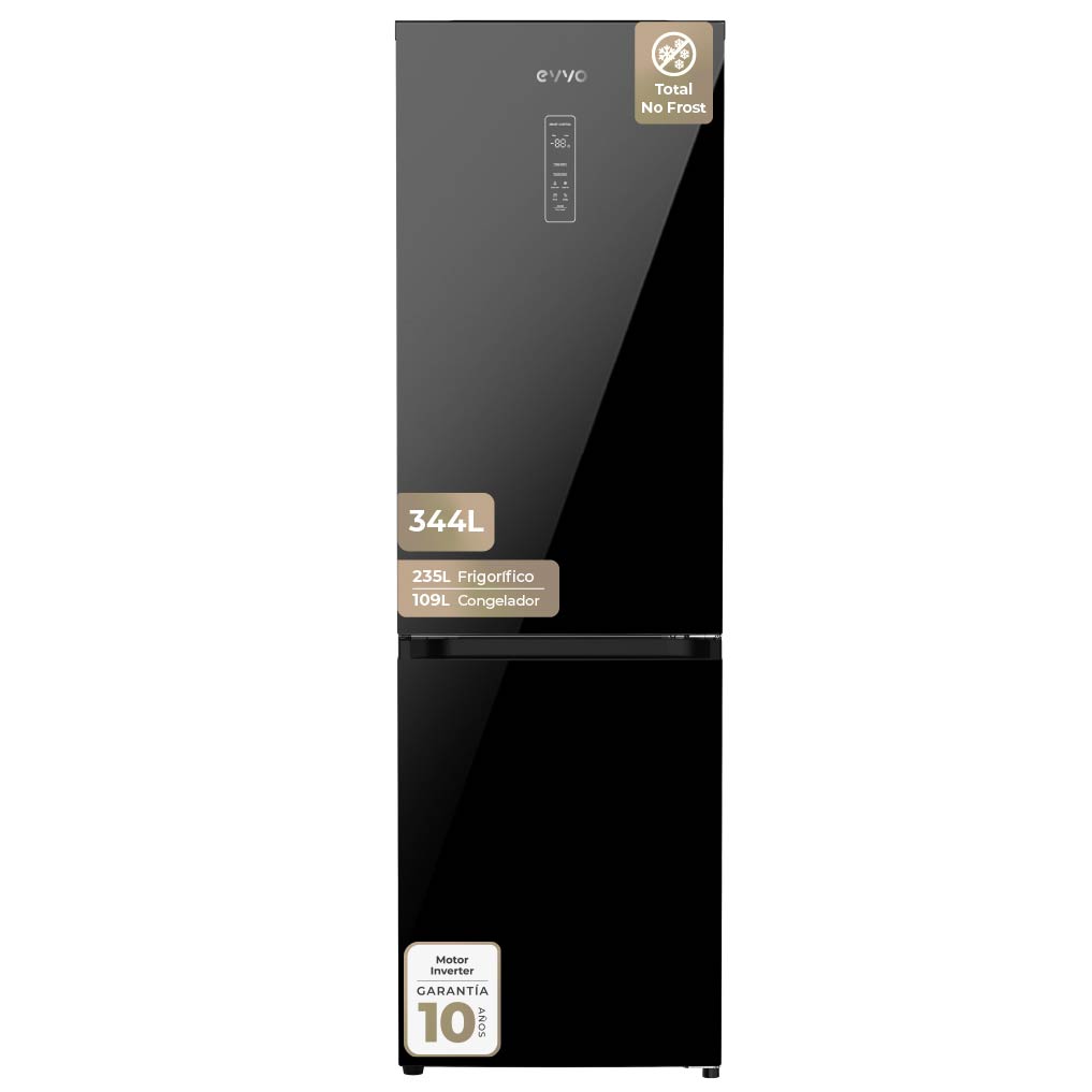 Evvo Negro Frigorífico Combi F59b Glass 344L D - Imagen 3
