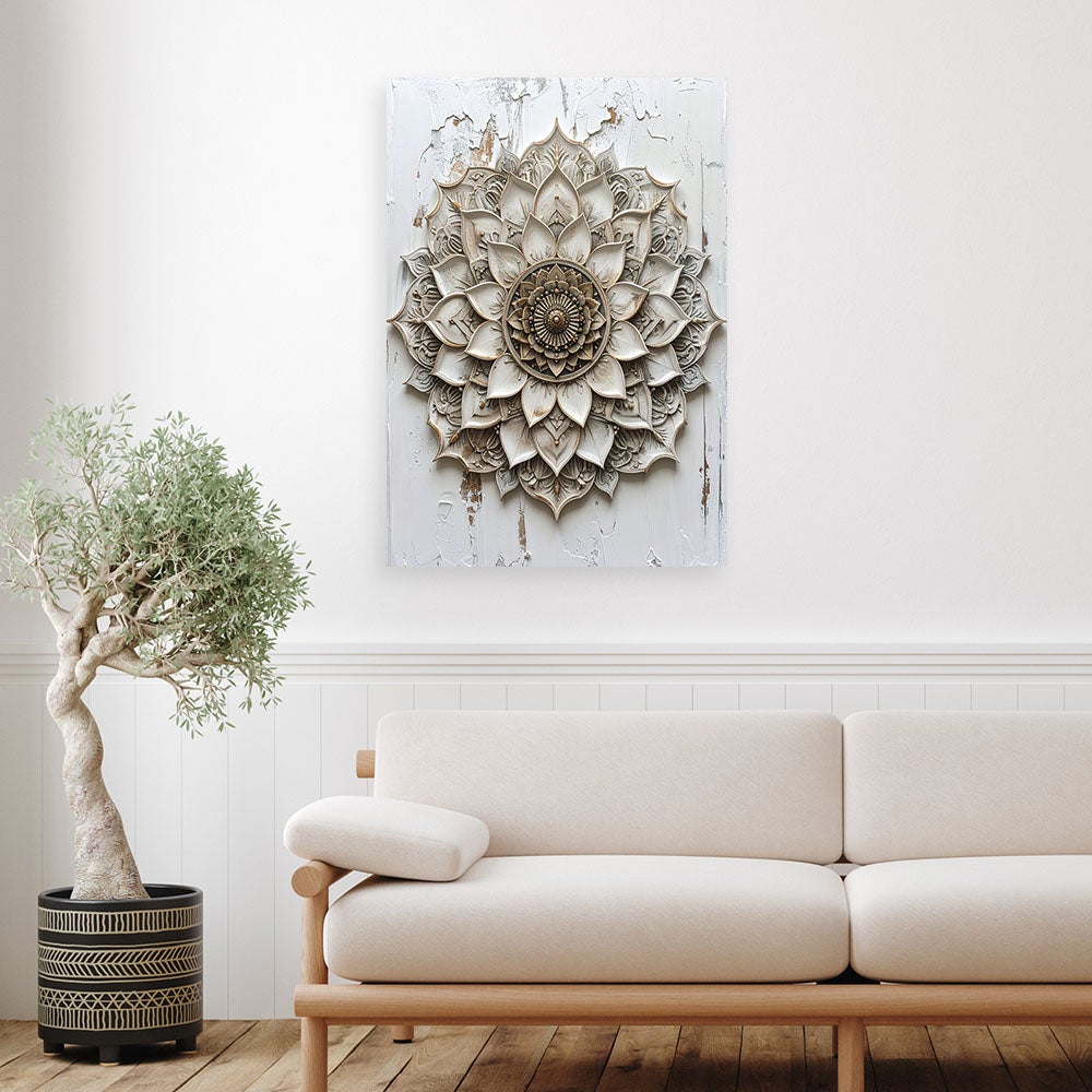 Obraz do salonu sypialni biura hotelu, Mandala Zen Spa Orientalny w beżu 60x90 - 2