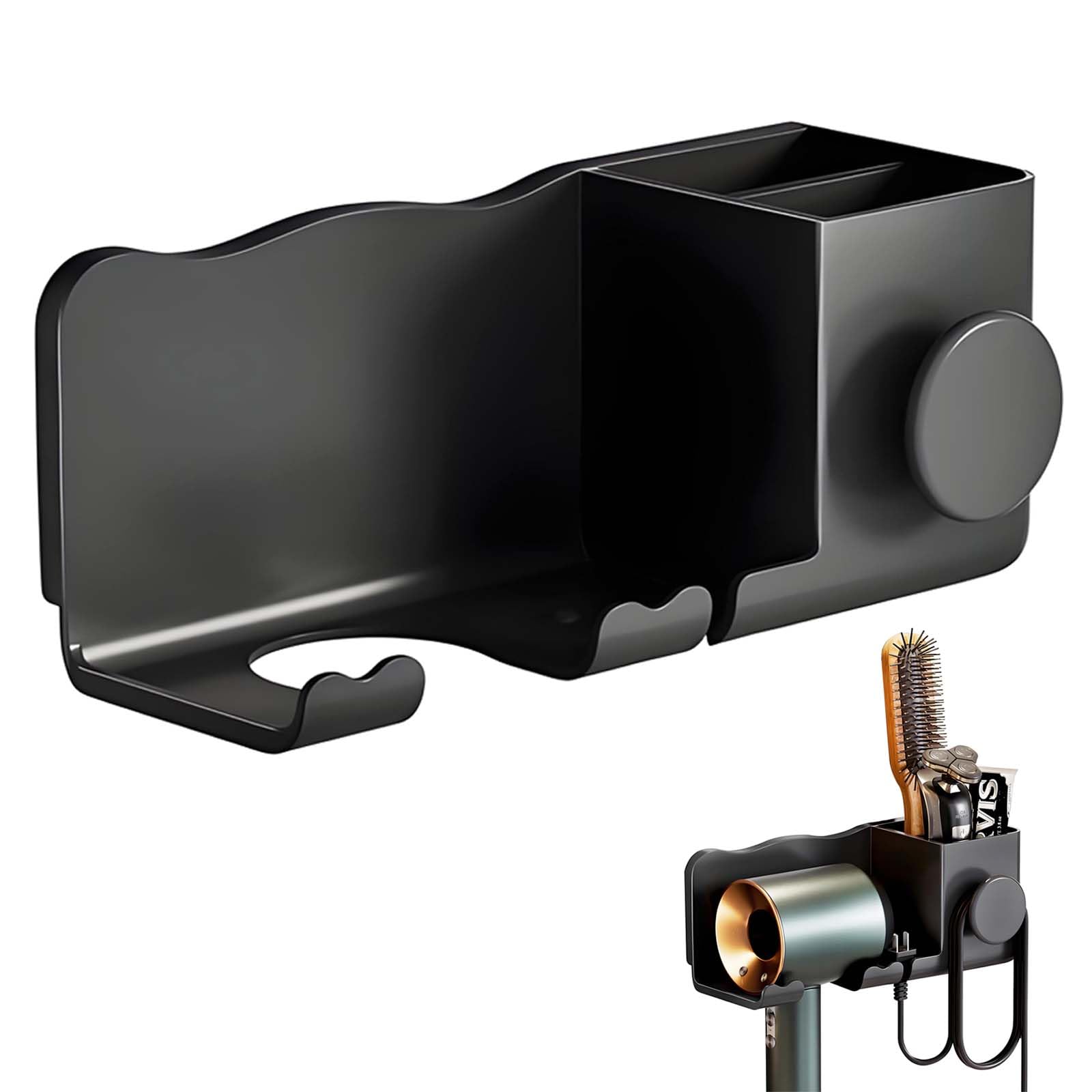 Porte Seche Cheveux Mural pour Hôtel de Chambre à Rangement Salle de Bain, Noir | Leroy Merlin Porte Seche Cheveux Mural pour Hôtel de Chambre à Rangement Salle de Bain, Noir | Leroy Merlin