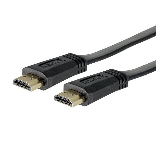 Cordon HDMI Plat professionnel noir audio/vidéo mâle/mâle - 2 mètres - Gold compatible 3D, 4K