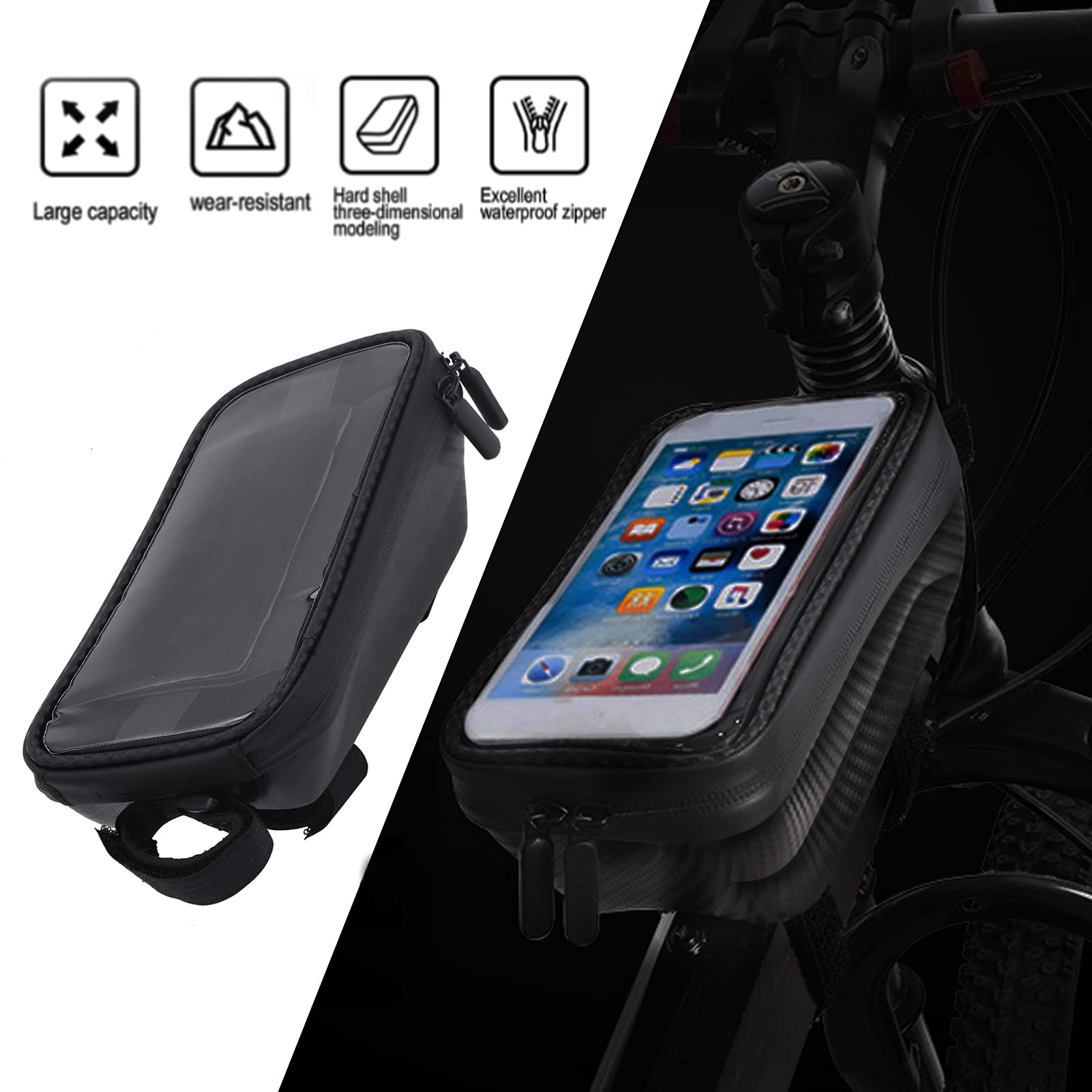Sacoche De Cadre Vélo COFIT – Grande Capacité, Imperméable Et Avec Pochette Tactile Pour Téléphone