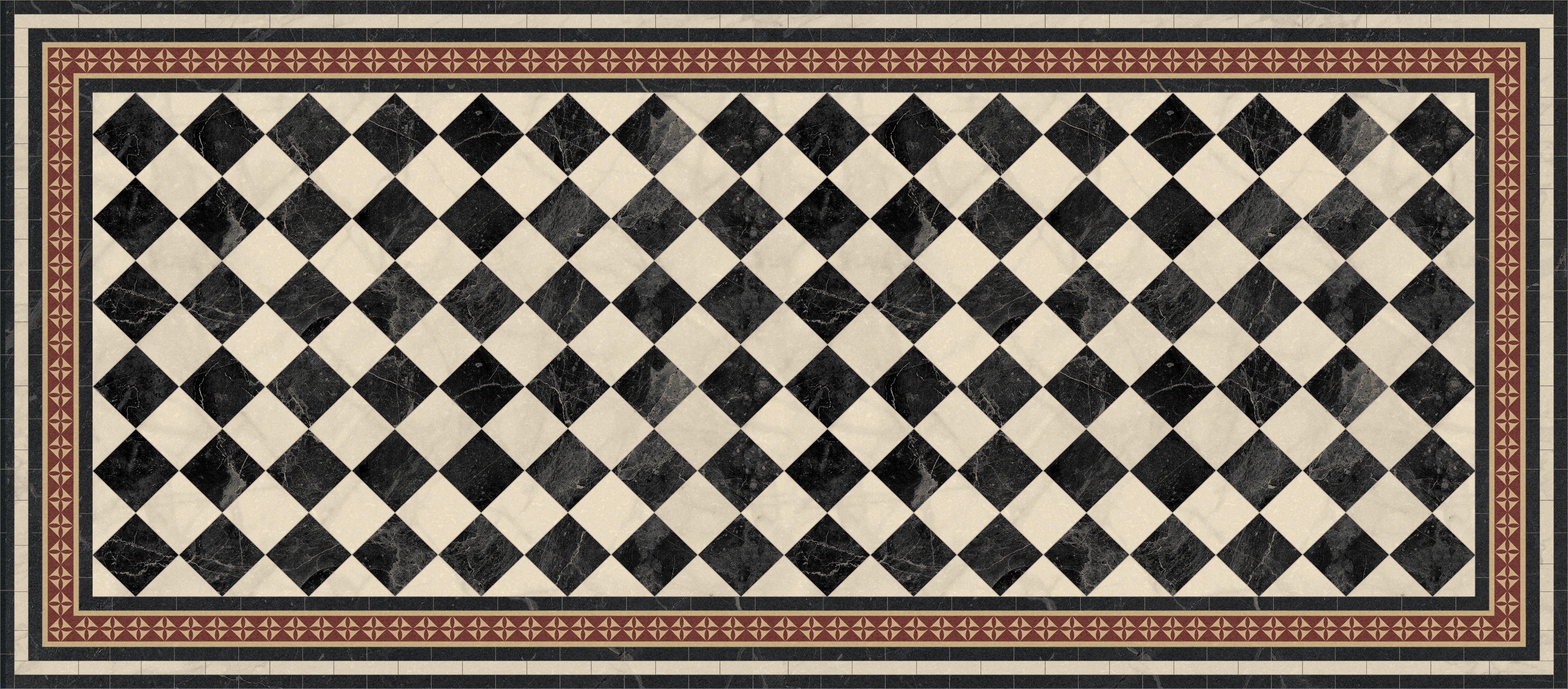 Alfombra de vinilo scacchi 66x100 cm - pvc antideslizante, vinilica para cocina o salón, lavable, estilo hidraúlico