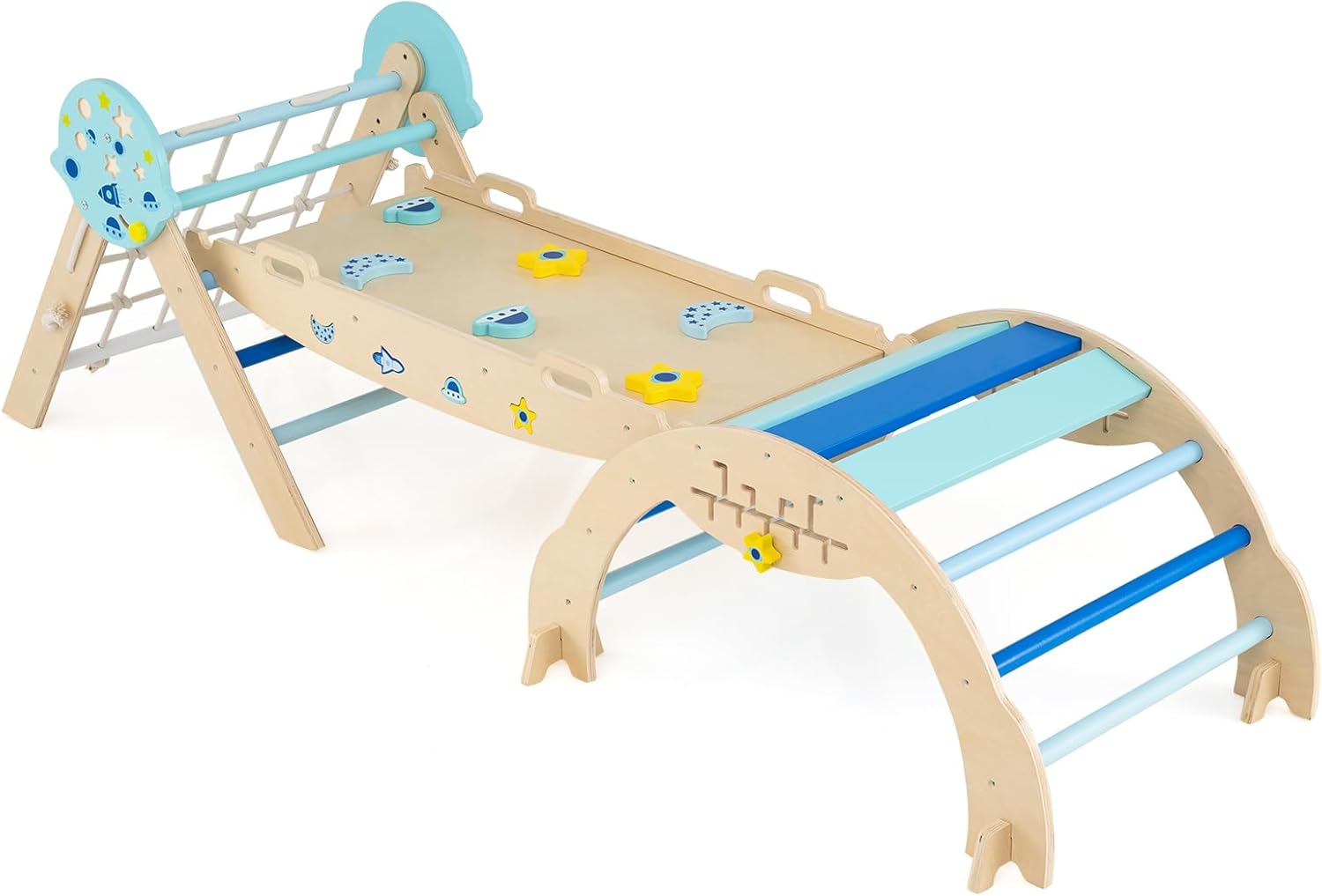 LIFEZEAL 8 en 1 Triangle Arche d'escalade Montessori en Bois Hêtre