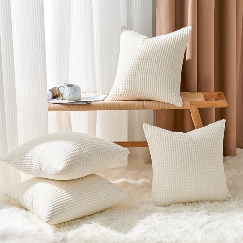 Lot de 2 Housse Coussin 40x40, Coussin Canape en Velours,Coussin Beige,Canapé Super Doux Décoration Coussin Canape Salon Chambre avec Fermeture Eclair - 3