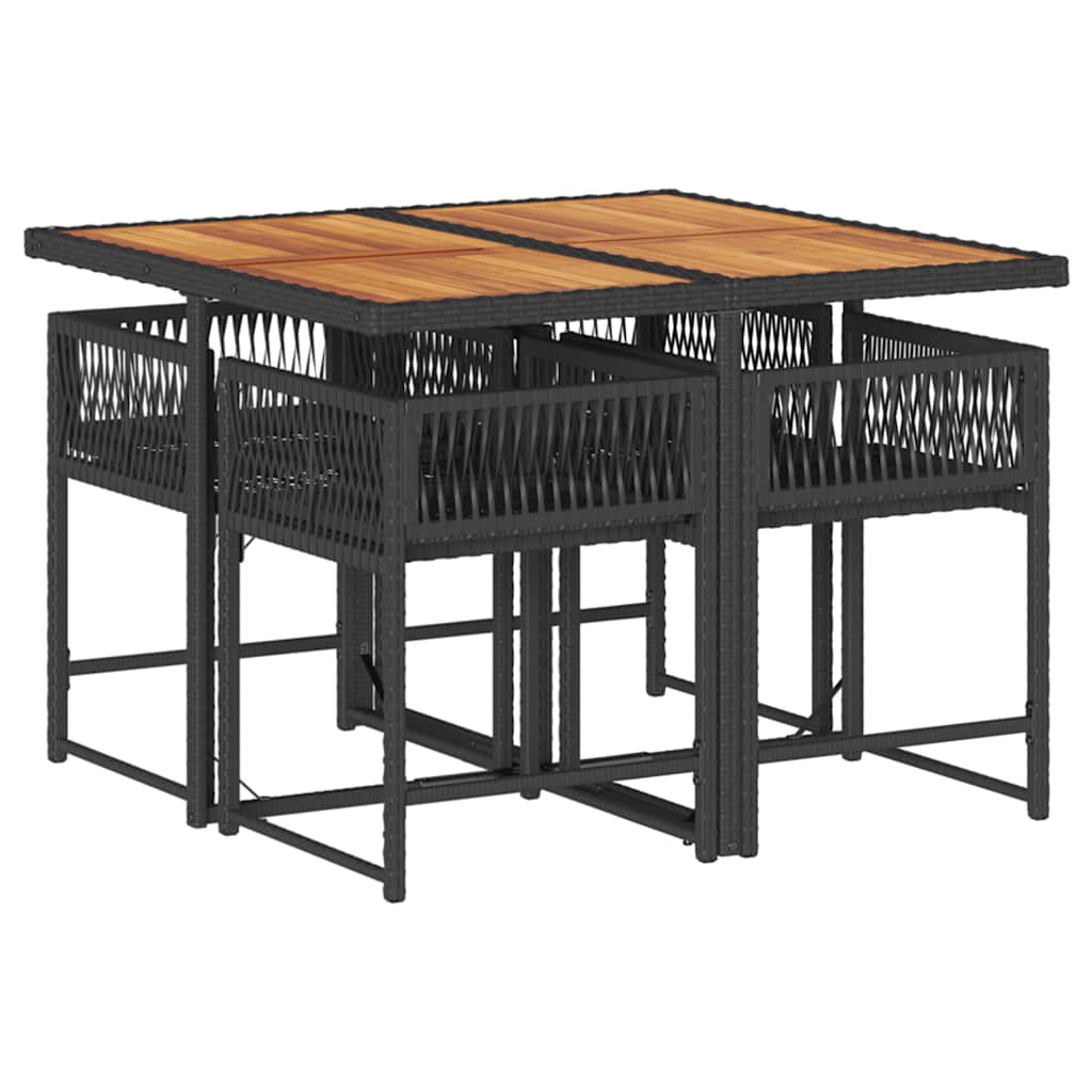 Set de muebles jardín 5 piezas con cojines ratán sintético negro - 3