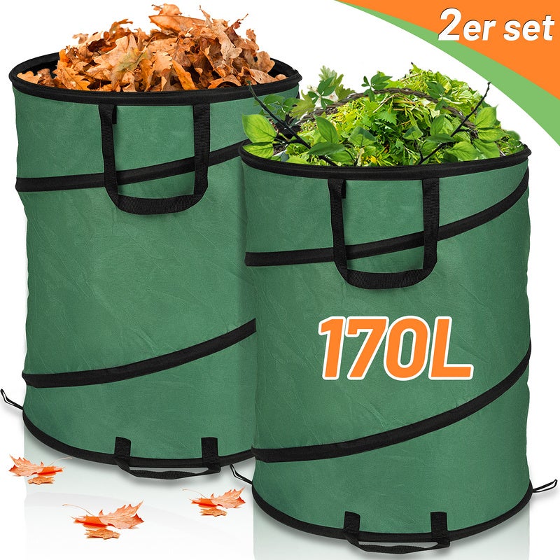 5x Sacs De Jardin 272L Sac à Déchets Avec Poignées Sac à Feuilles Sac à Gazon XXL Vert