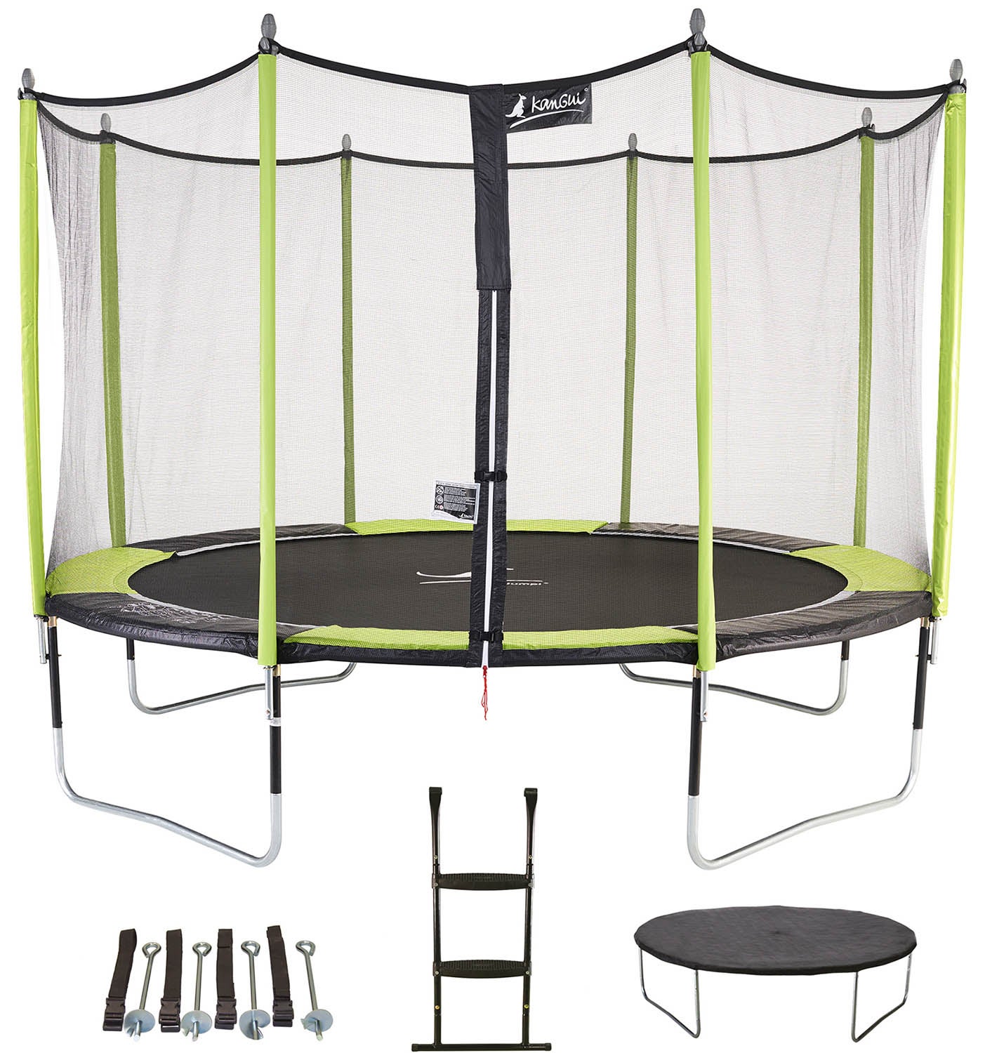Trampoline De Jardin 427 Cm Avec Filet Et échelle - Capacité 150 Kg - Vert - Neuf Complet