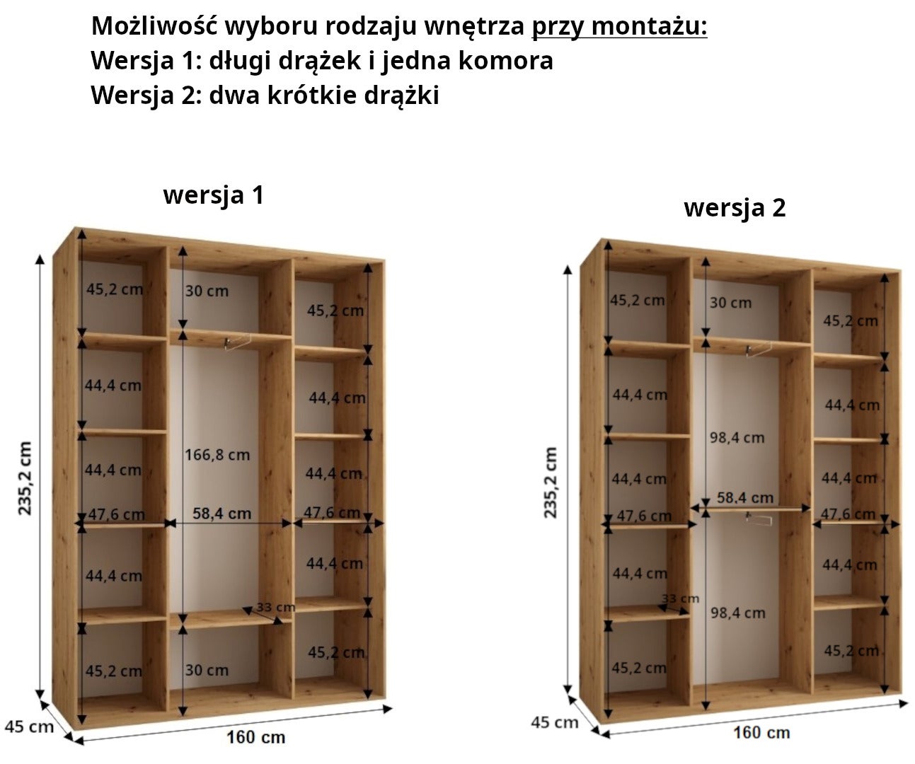 Szafa przesuwna z lustrem wysoka Davos 9 160 x 45 x 235,2 cm biały + biały + u. złoty - Abiks Meble - 5