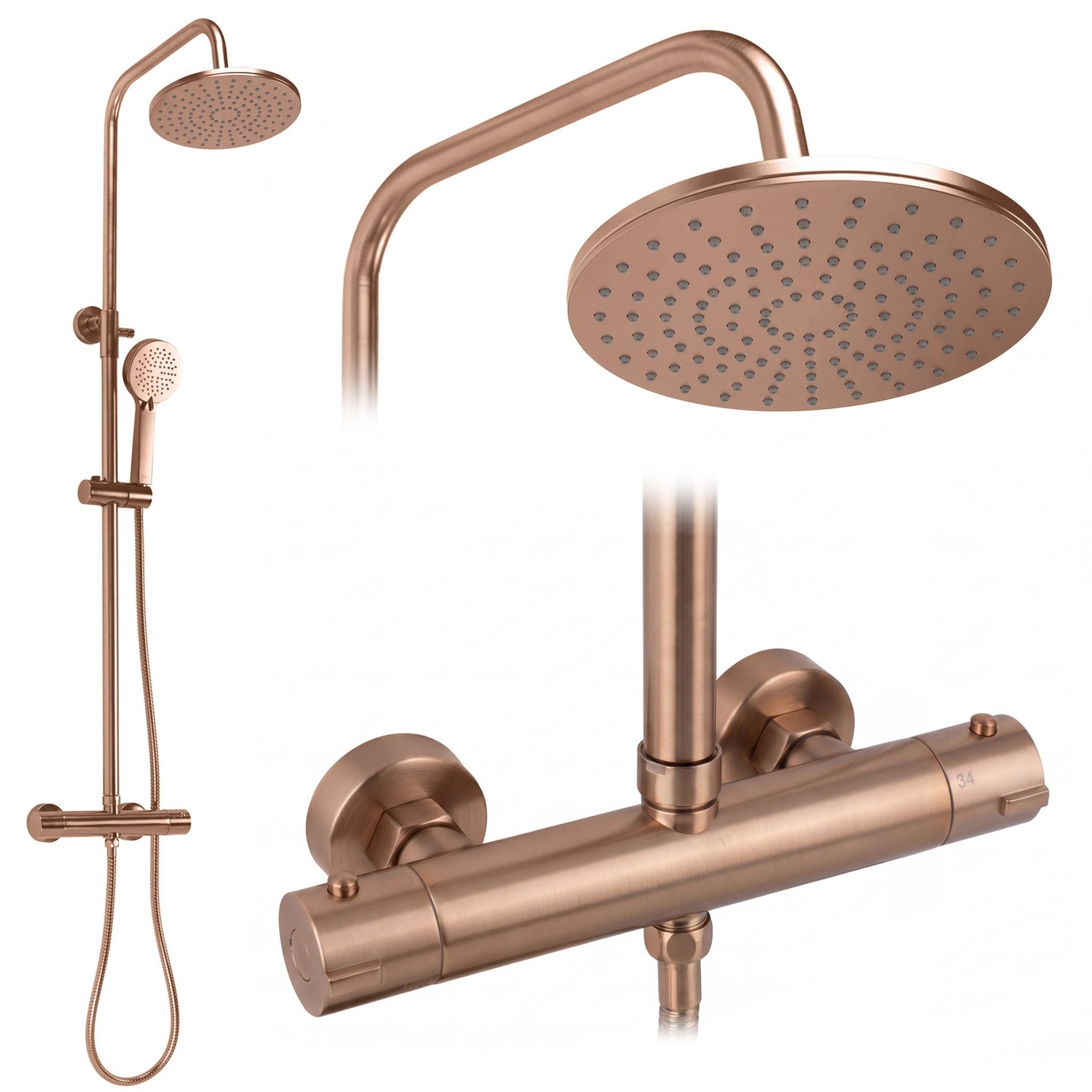 Coloana de dus cu termostat Rea Parot Light cupru periat