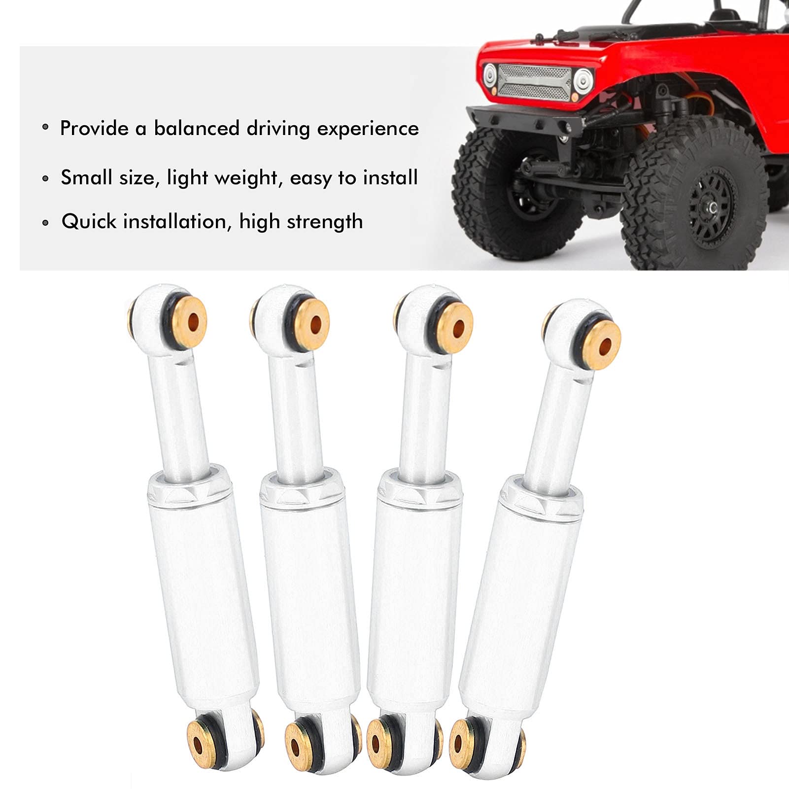 Ammortizzatore a olio in metallo per Axial SCX24 90081 1/24 RC Crawler Car Upgrade Parts (argento) - 4