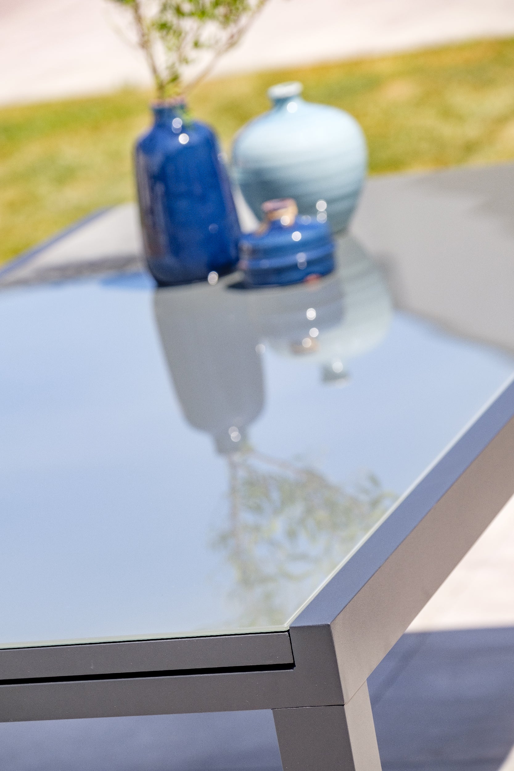 Tavolo da giardino 12 posti in alluminio antracite e piano in vetro TOLEDE - DCB GARDEN - 7