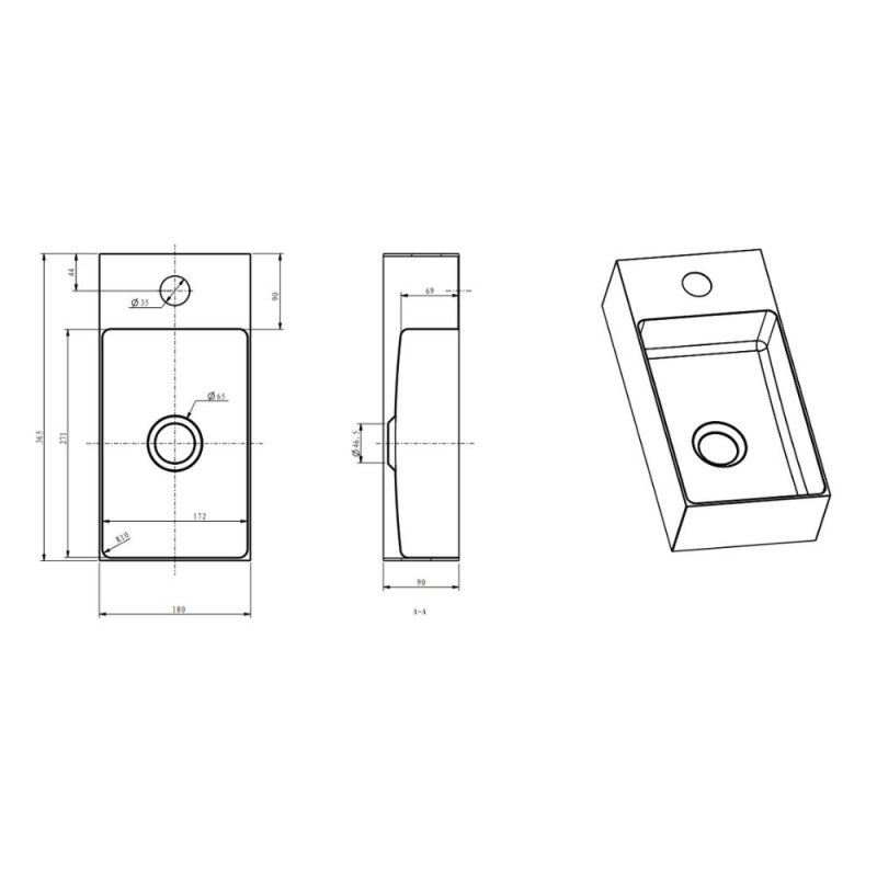 Aurum Lave mains en Acier Inoxydable 304, 40x22x11cm, Cuivre brossé PVD (SATAUR4022BRG) - 2