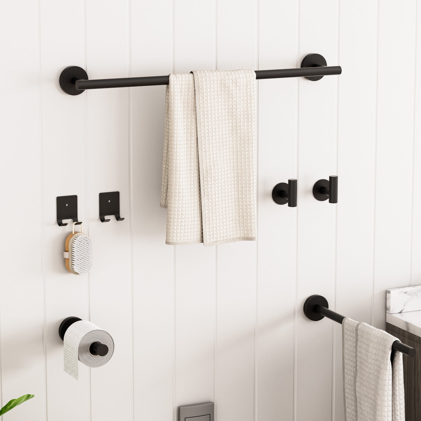 Set Bagno 5 Pezzi Oro Spazzolato – Porta Asciugamani, Porta Carta Multiuso Da 60 Cm – Acciaio Inox
