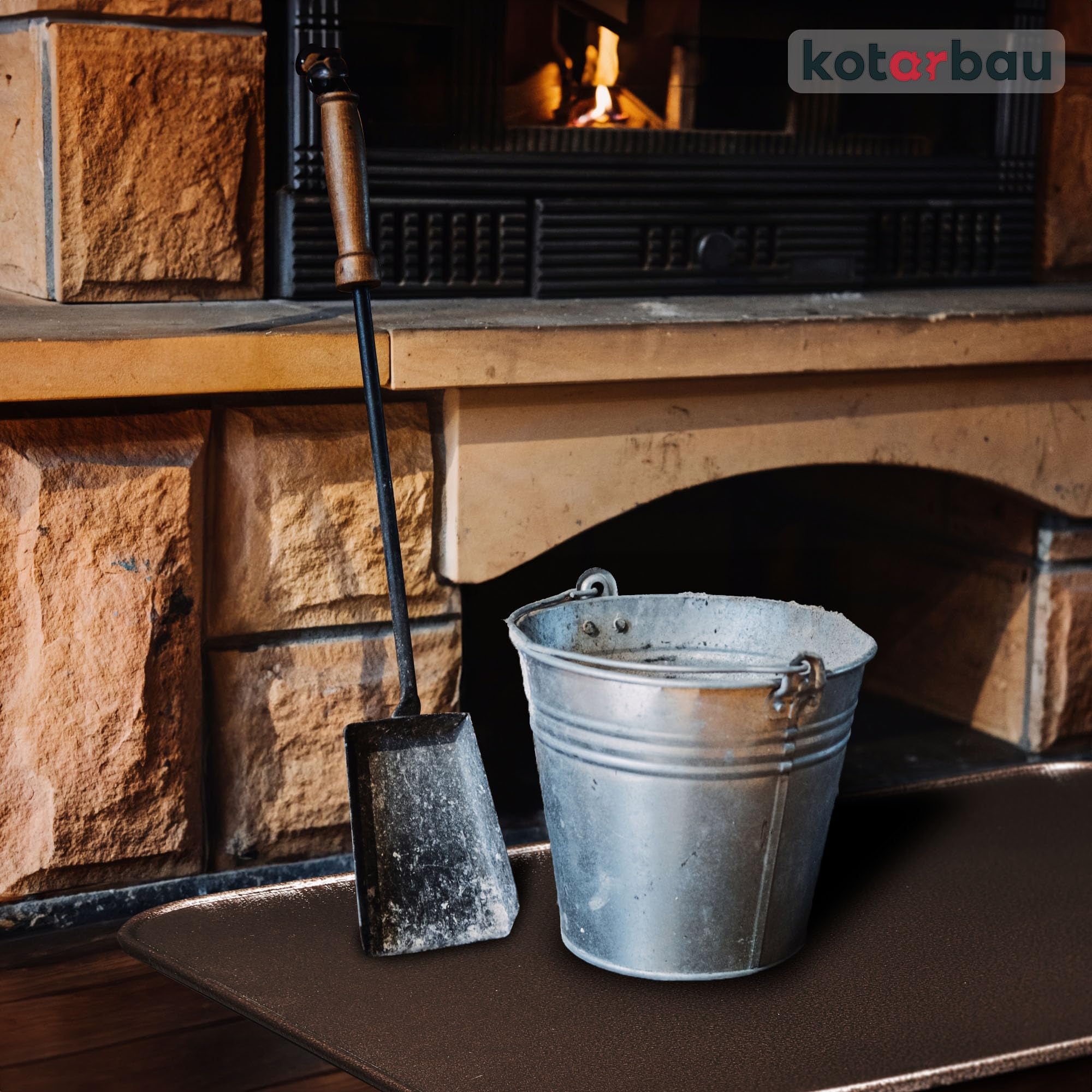 Plaque de protection de sol pour poêles et cheminées 48 x 80 cm - en acier - Cuivre antique - Protection Anti-Étincelles pour Foyers - KOTARBAU - 3