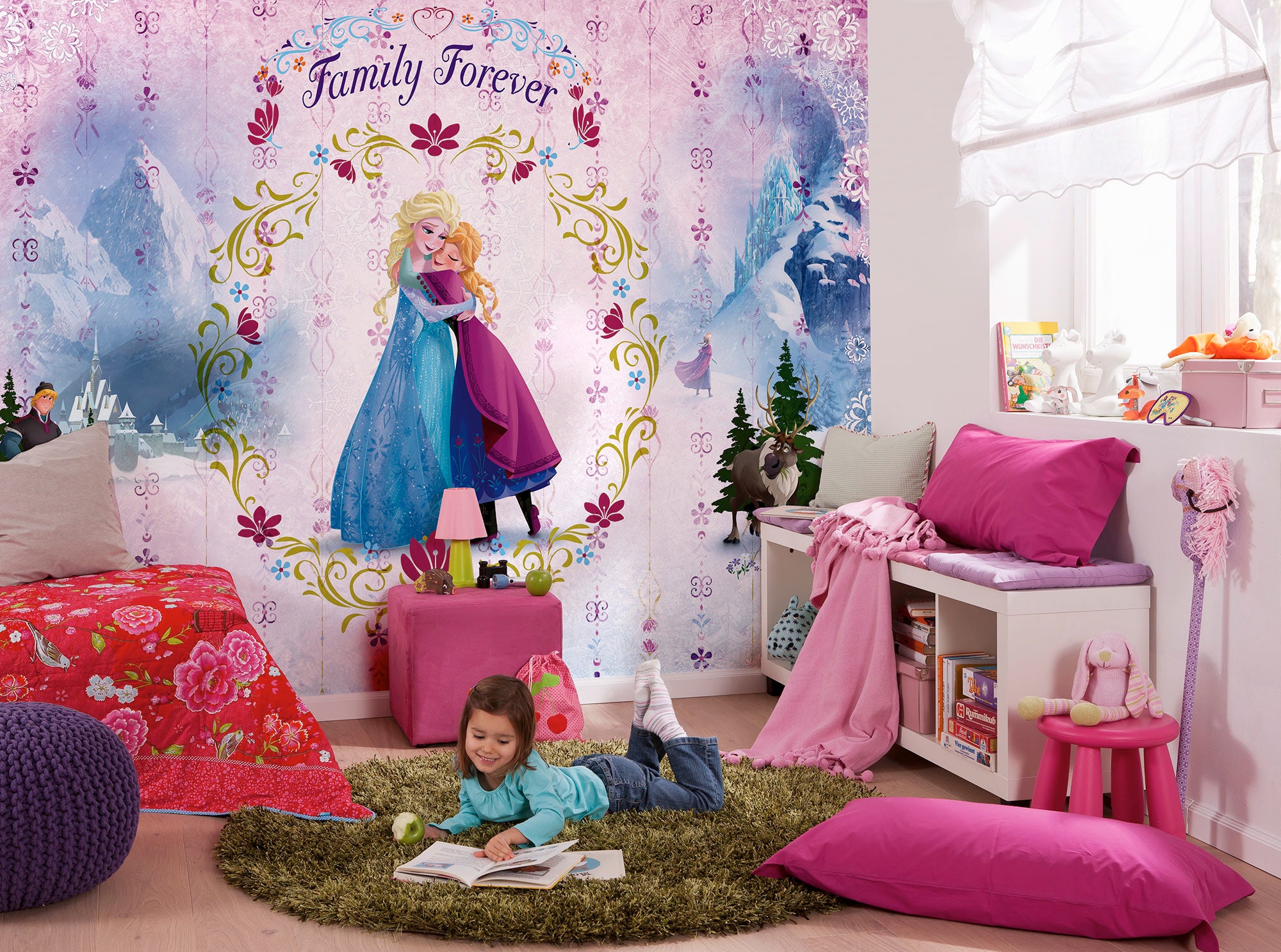 Papel pintado no tejido panorámico de komar - disney frozen family forever - talla: 400 x 260 cm