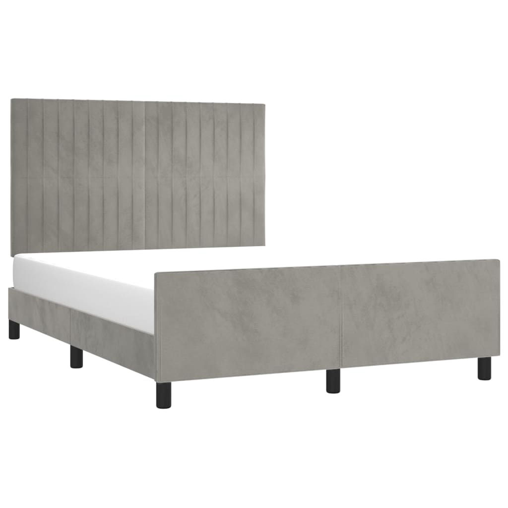 Cadre de lit sans matelas en velours gris clair pour la chambre, 140 × 200 cm - 3