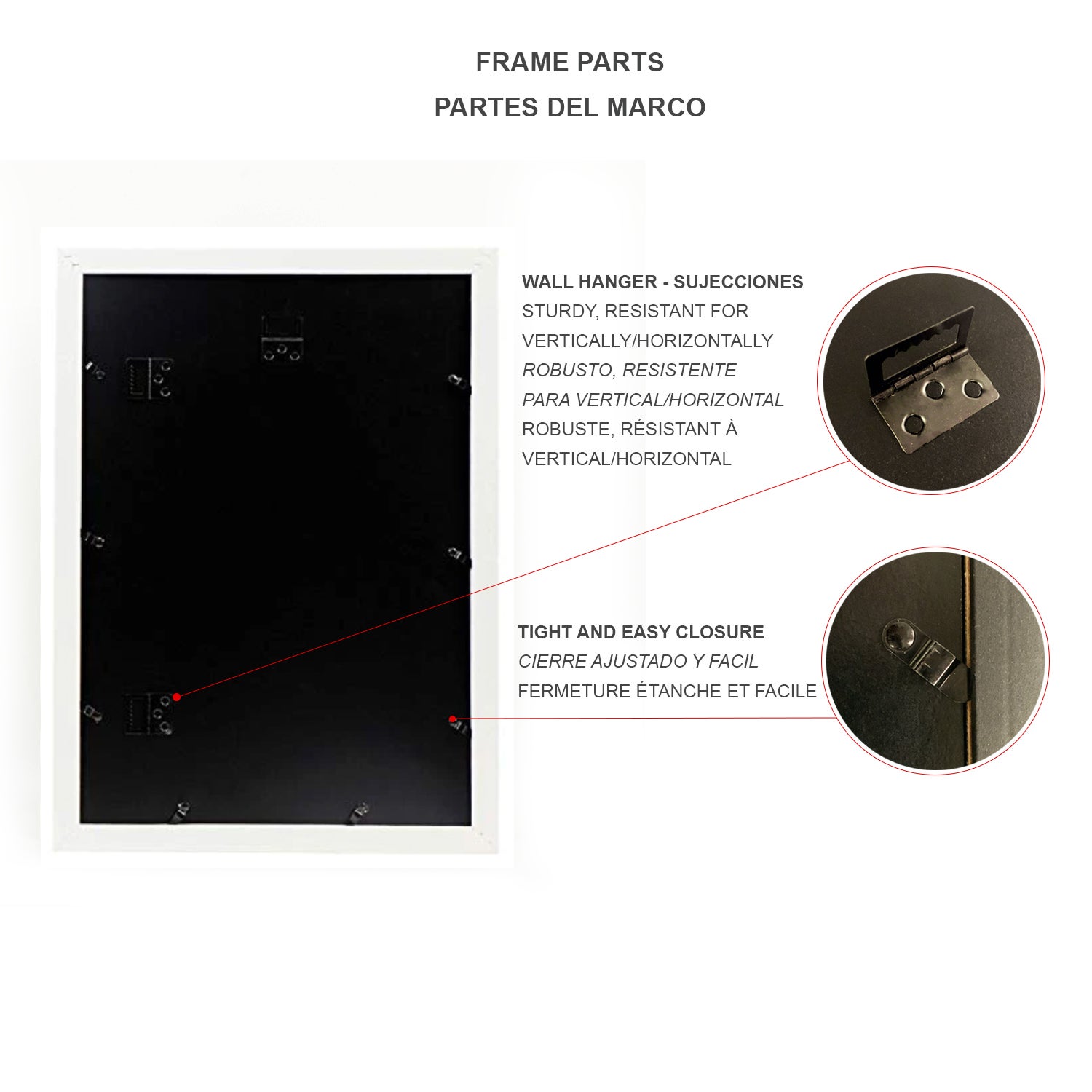 Nacnic Lot de 4 cadres en bois MDF blanc et verre acrylique pour protection et présentation de photos, affiches, chambre ou bureau A3 (29,7 x 42 cm) - 6