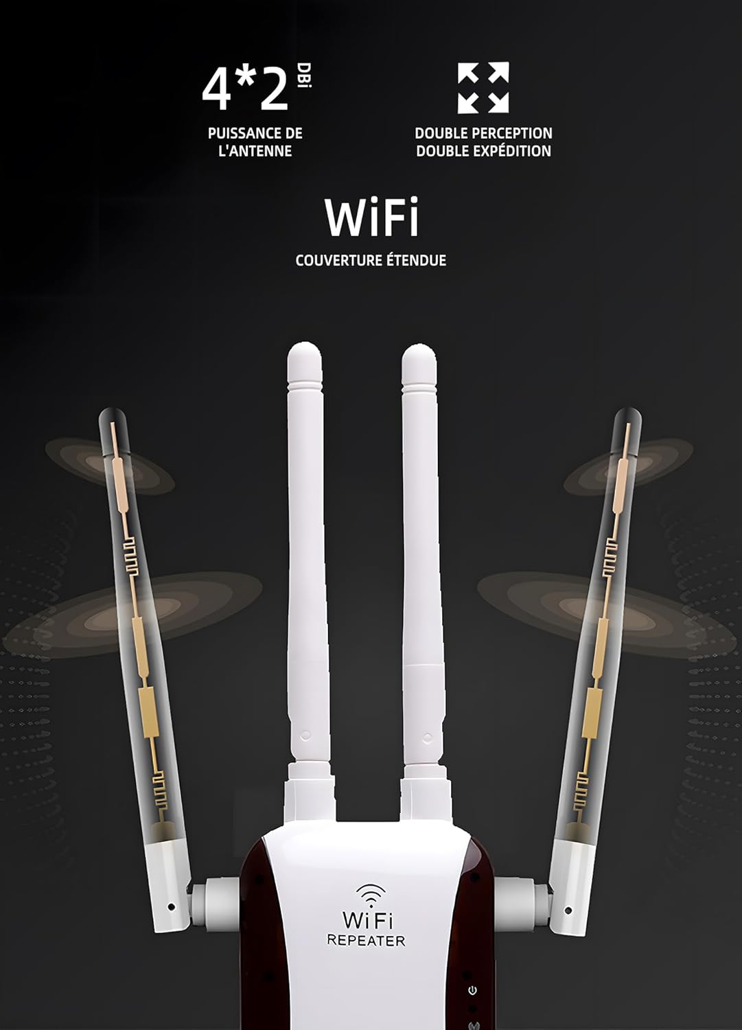 Amplificatore WiFi WAVATA 300Mbps Con Presa – Ripetitore 2.4GHz WPS Copertura 3000m² (Bianco)