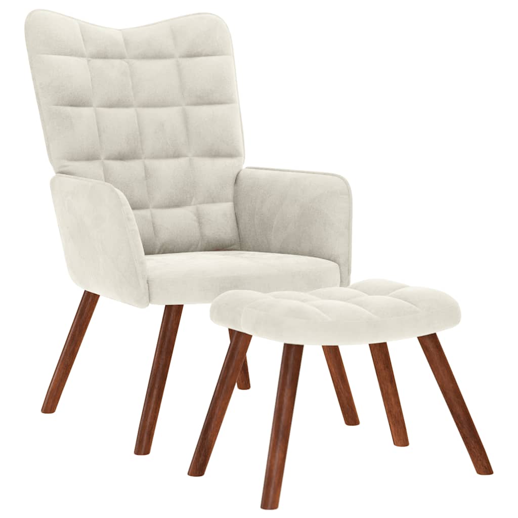 Maison exclusive - sillón de relax con taburete terciopelo crema