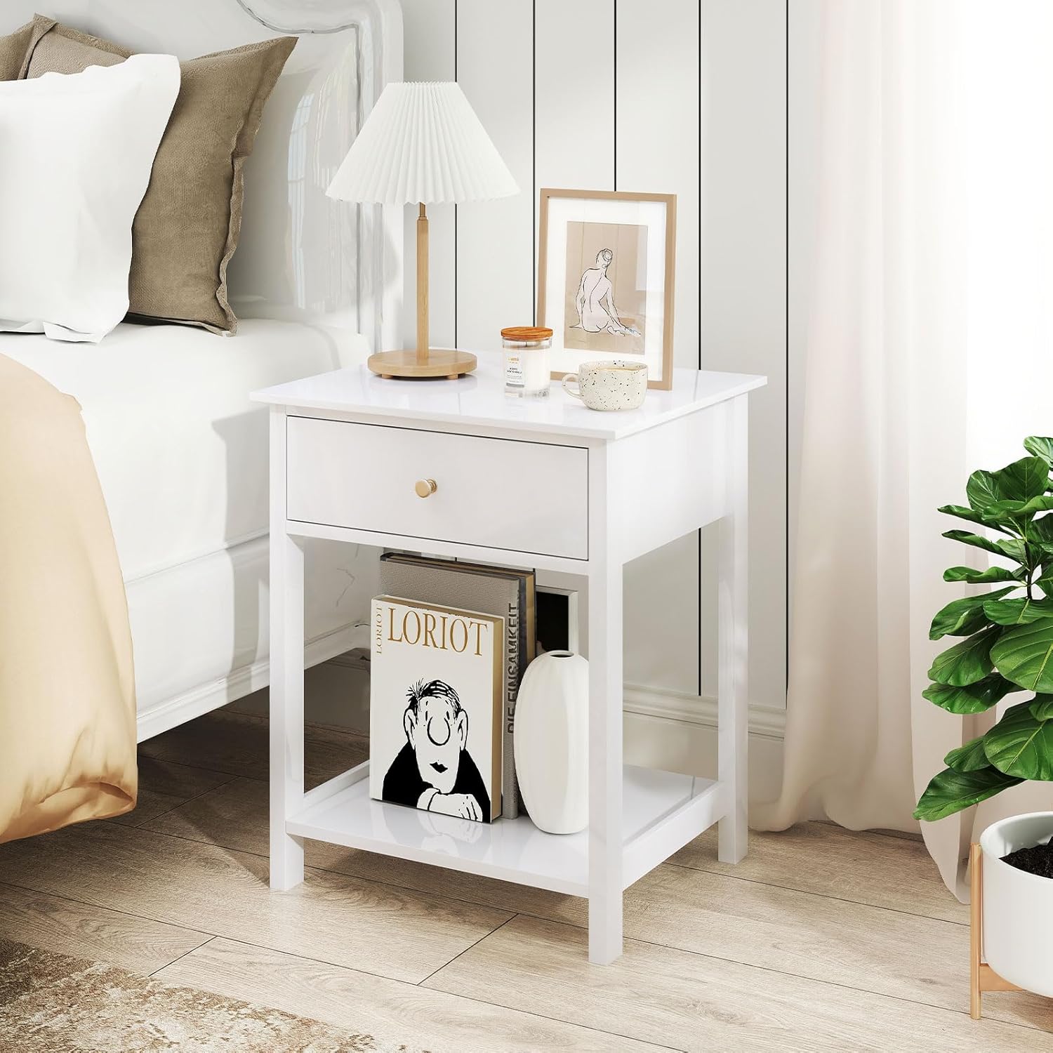 BRIGHTAKE - Scarpiera E Comodino Multifunzionale In Rattan Naturale Con 2 Cassetti Pratici Ed Eleganti 96510428