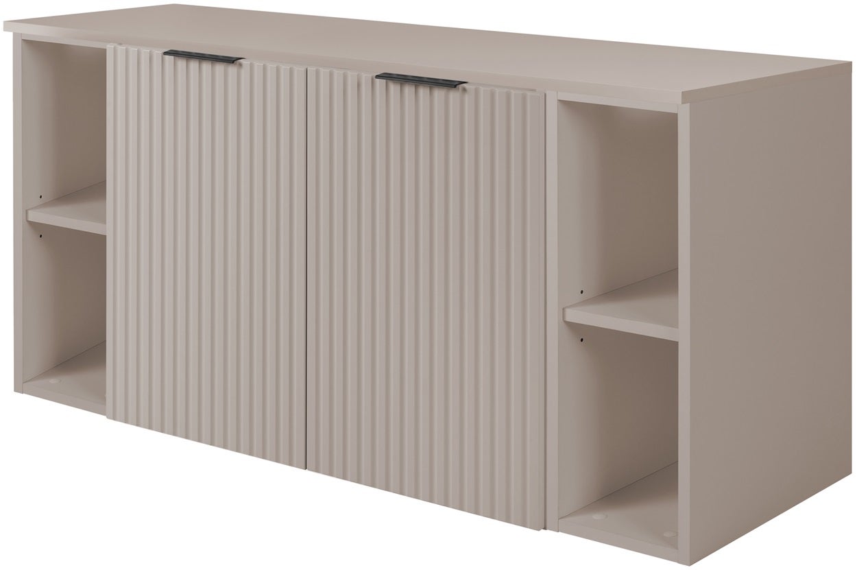 Zestaw łazienkowy FLOW 120 cm kaszmir z regałami ryflowany front