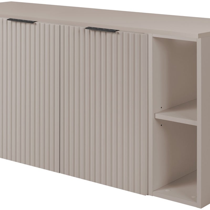 Zestaw łazienkowy FLOW 120 cm kaszmir z regałami ryflowany front