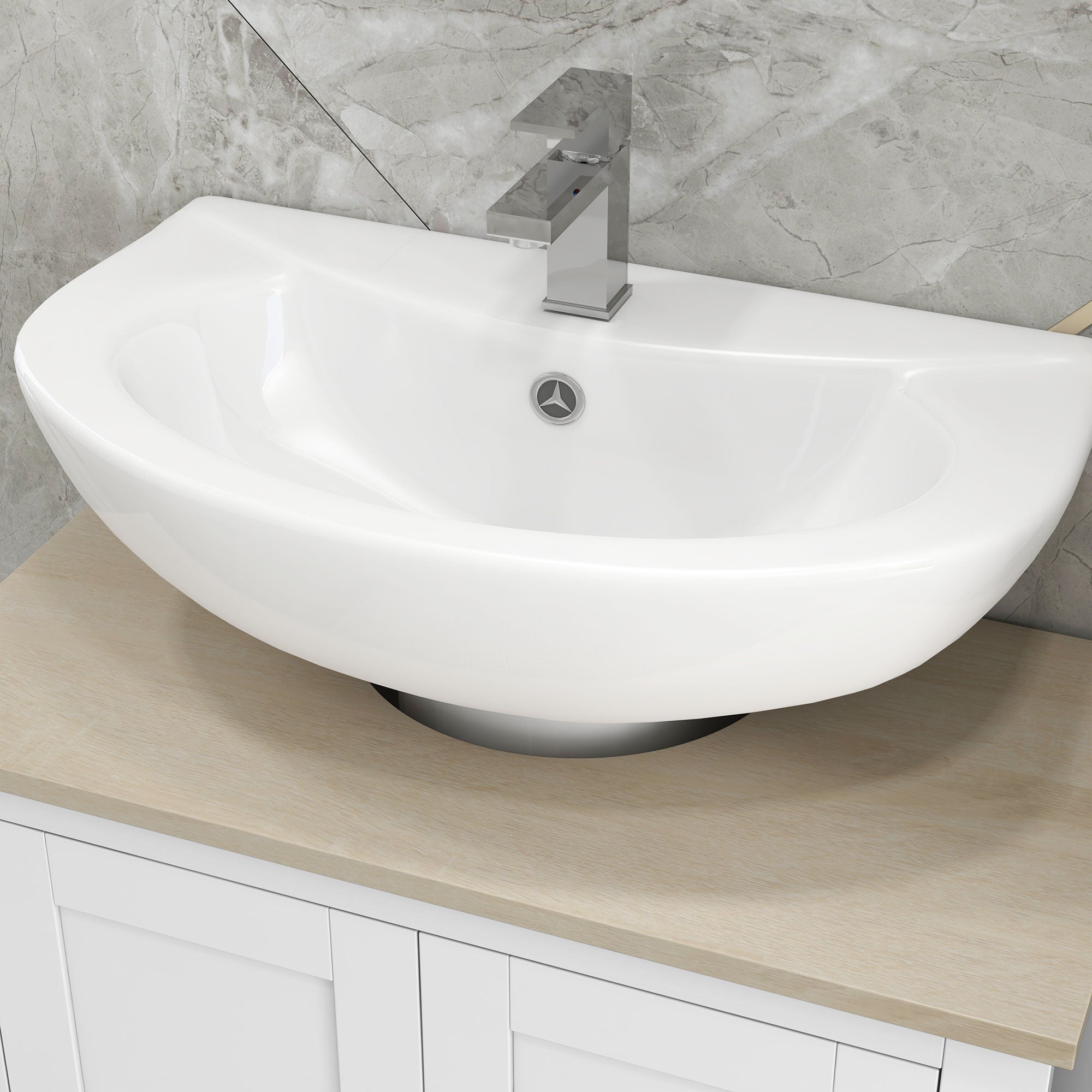 Kleankin armoire de toilette avec 2 portes et pied 60x30x60 cm blanc_834-306 - 4