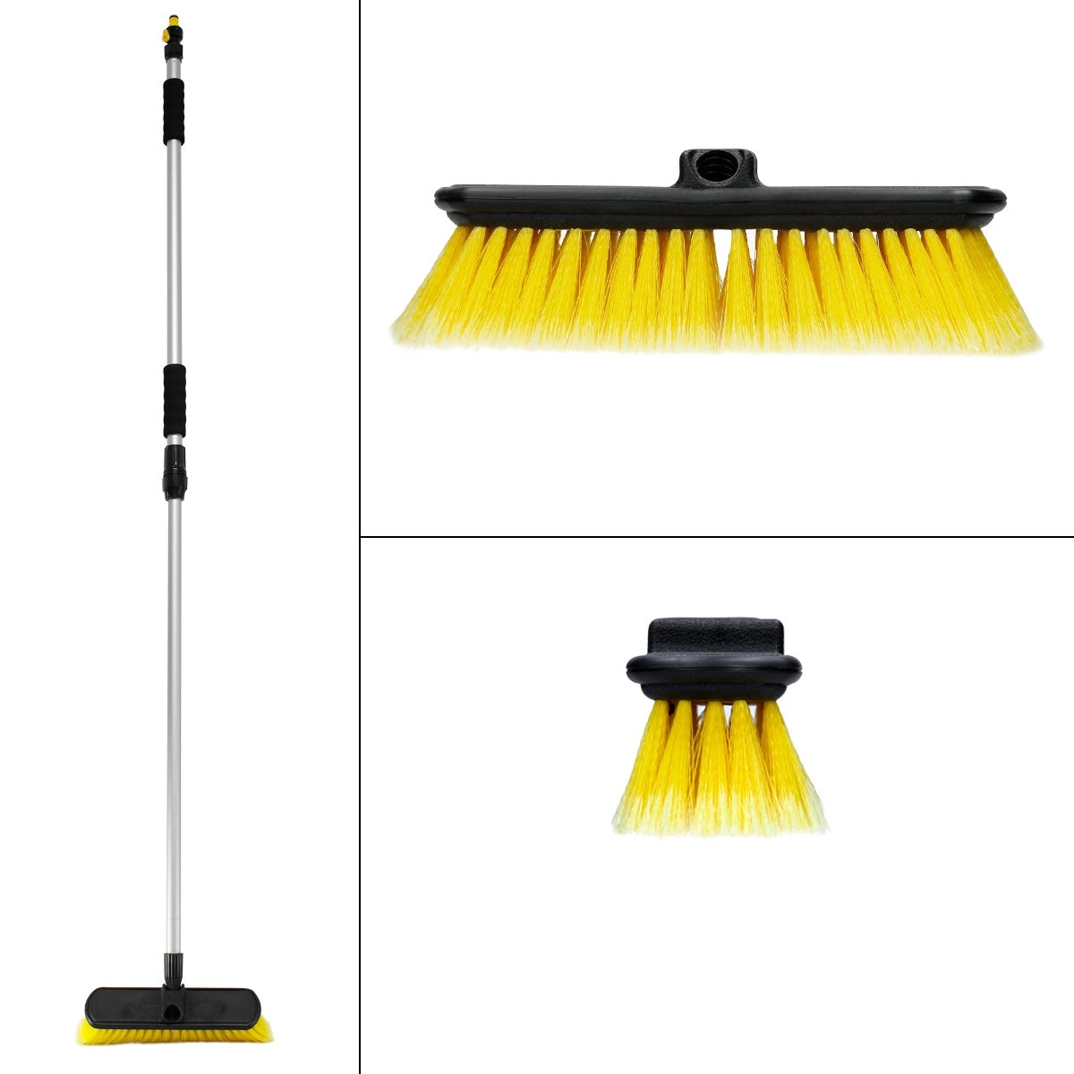 Spazzola Lavaggio Auto Con Manico Telescopico 160cm - 3 Teste Microfibra, Per Auto/Camion/Camper, Kit Pulizia 2-in-1