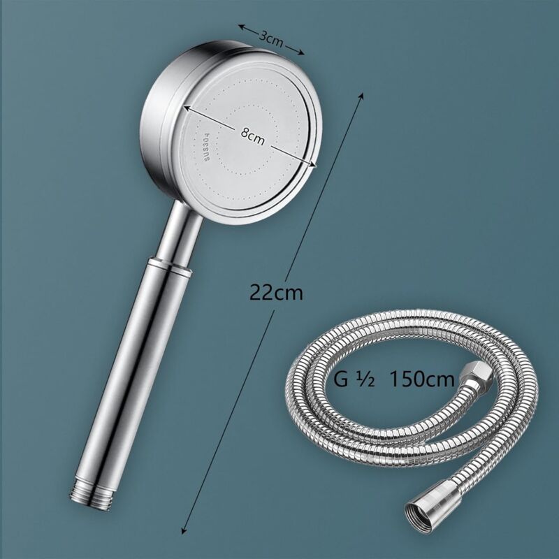 Pommeau de douche à main tout en métal avec filtre Ensemble de pomme de douche en acier inoxydable avec tuyau de 59 pouces - Haute pression 2,5 GPM - 2