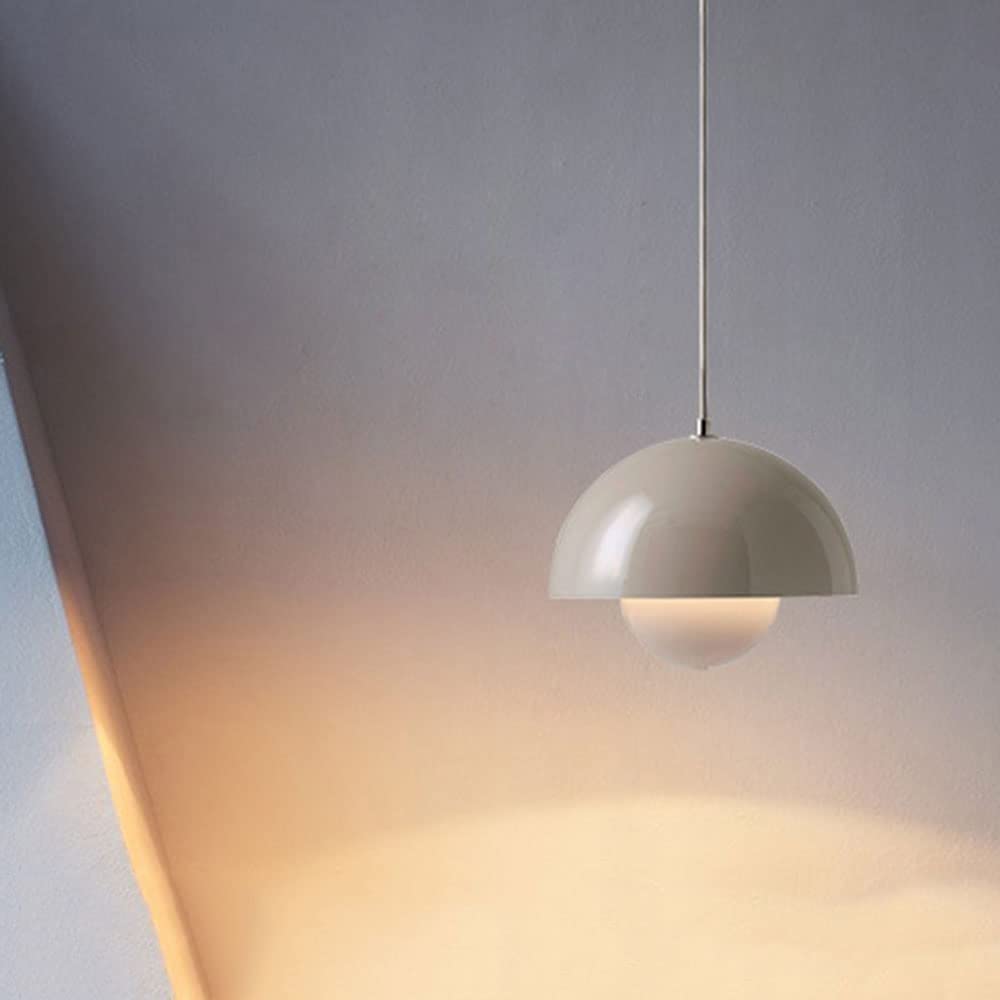 Lustro, nowoczesna lampa wisząca, plafon z żarówką, oprawy oświetleniowe do dekoracji wnętrz, ciepłe światło, 23 cm (szary) - 8